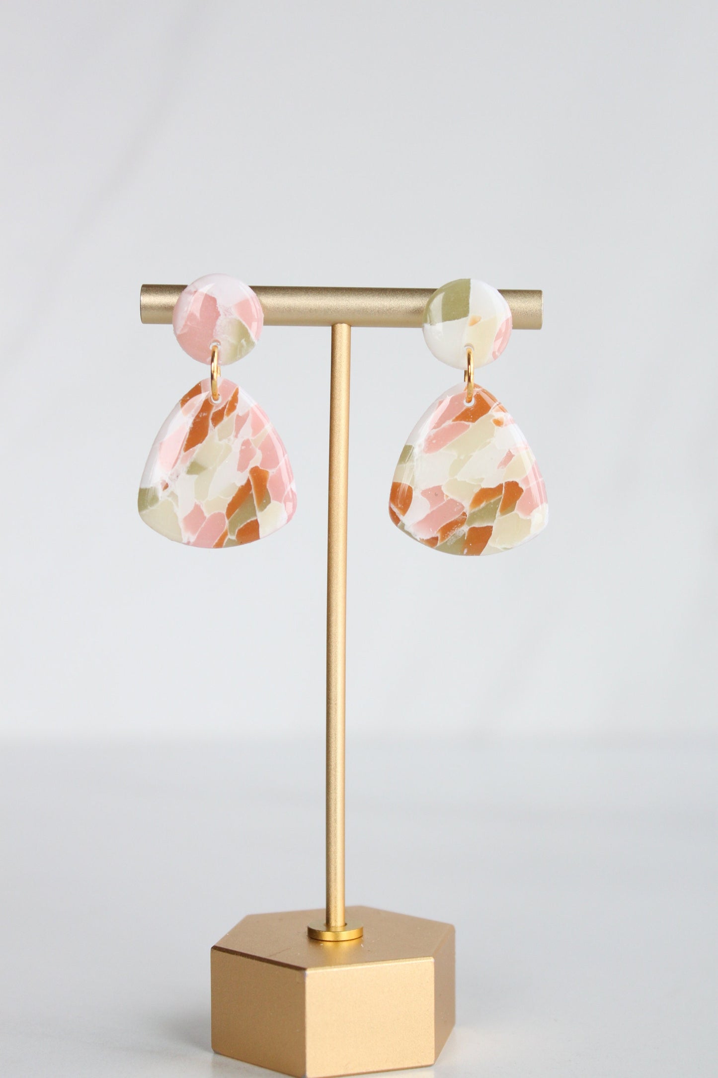 Clay Dangle Earrings - Geometric Modern Design, Handmade Lightweight Hypoallergenic Polymer Jewelry, Statement Accessory Multiple Colors