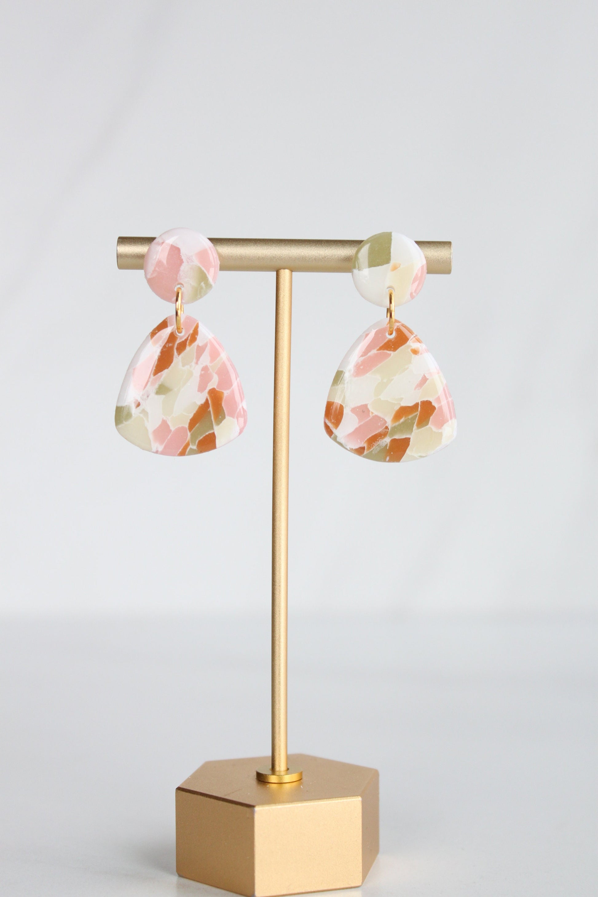 Clay Dangle Earrings - Geometric Modern Design, Handmade Lightweight Hypoallergenic Polymer Jewelry, Statement Accessory Multiple Colors