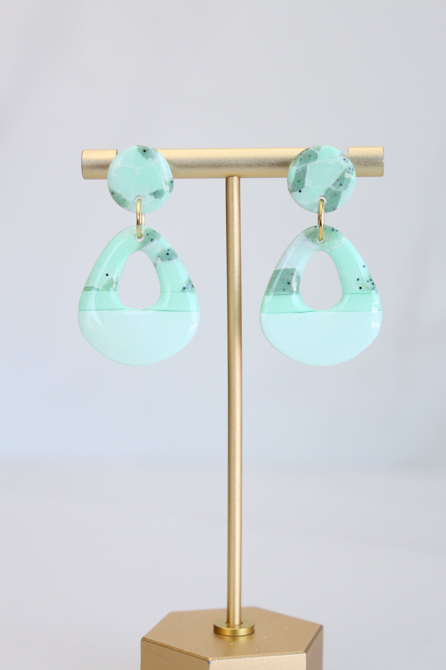 Clay Dangle Earrings - Geometric Modern Design, Handmade Lightweight Hypoallergenic Polymer Jewelry, Statement Accessory Multiple Colors