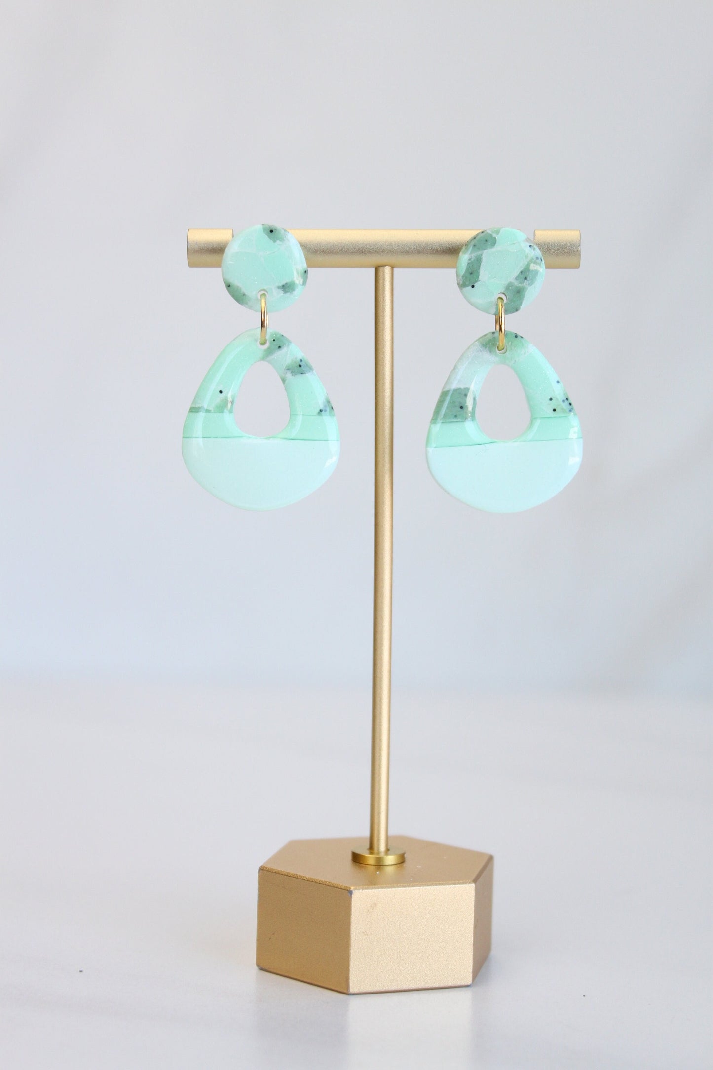 Clay Dangle Earrings - Geometric Modern Design, Handmade Lightweight Hypoallergenic Polymer Jewelry, Statement Accessory Multiple Colors