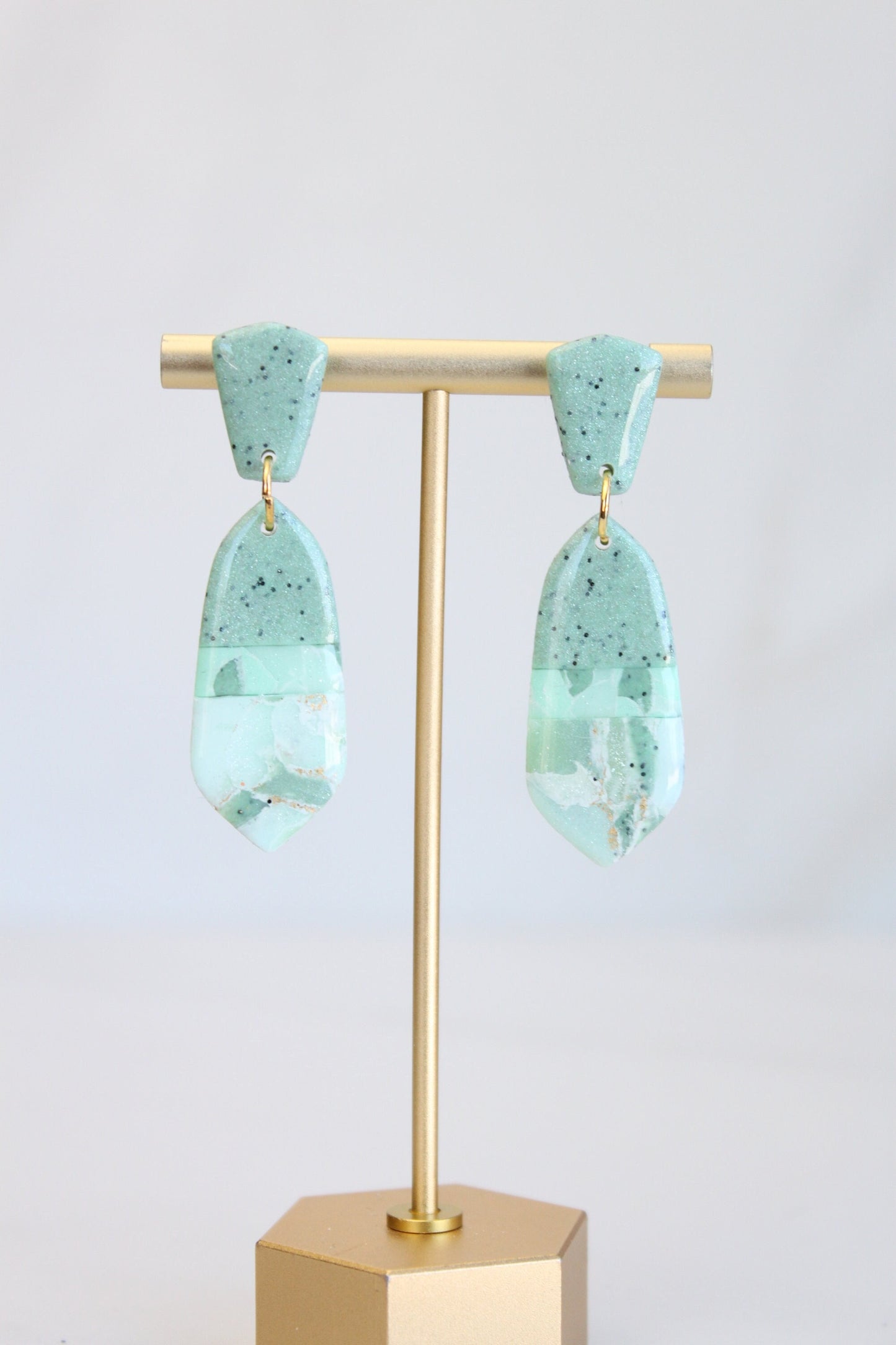 Clay Dangle Earrings - Geometric Modern Design, Handmade Lightweight Hypoallergenic Polymer Jewelry, Statement Accessory Multiple Colors