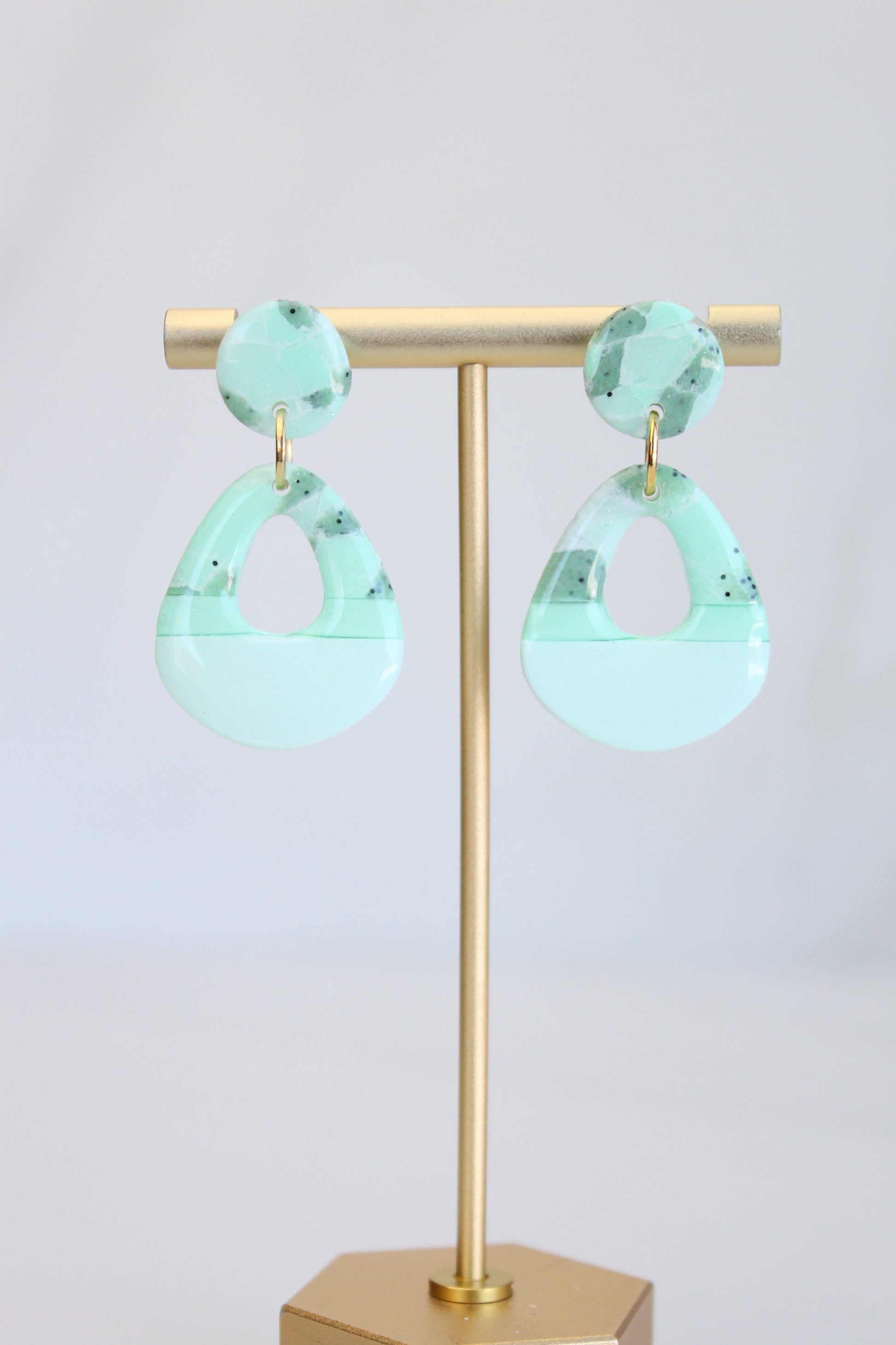 Clay Dangle Earrings - Geometric Modern Design, Handmade Lightweight Hypoallergenic Polymer Jewelry, Statement Accessory Multiple Colors