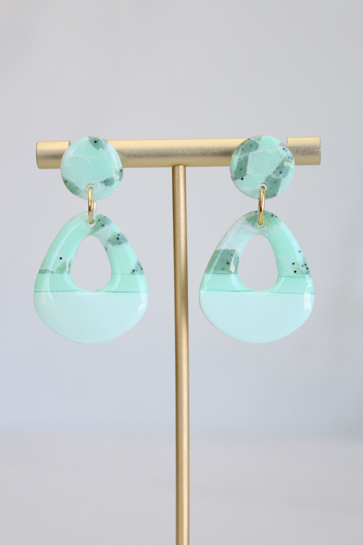 Clay Dangle Earrings - Geometric Modern Design, Handmade Lightweight Hypoallergenic Polymer Jewelry, Statement Accessory Multiple Colors