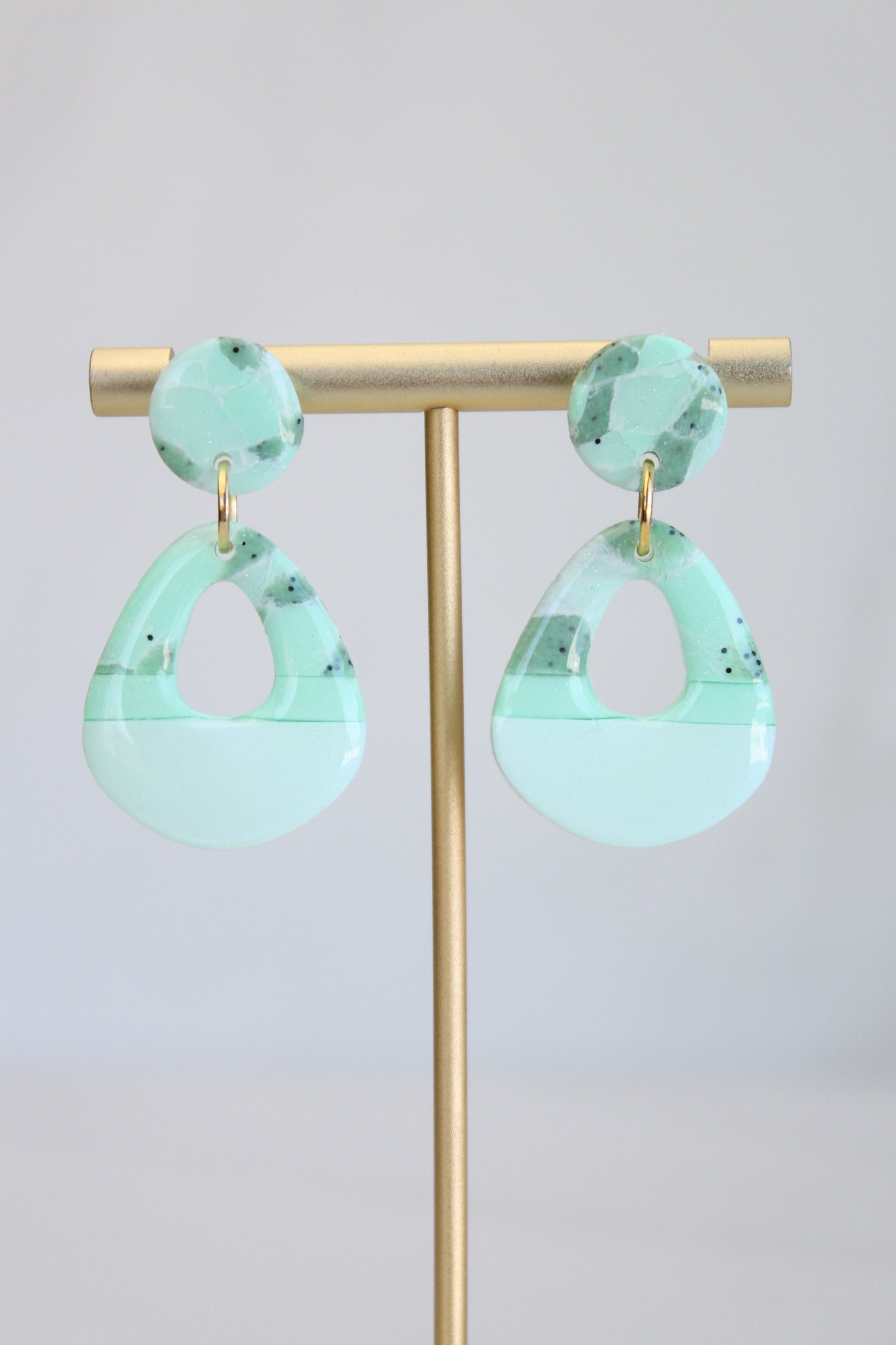 Clay Dangle Earrings - Geometric Modern Design, Handmade Lightweight Hypoallergenic Polymer Jewelry, Statement Accessory Multiple Colors