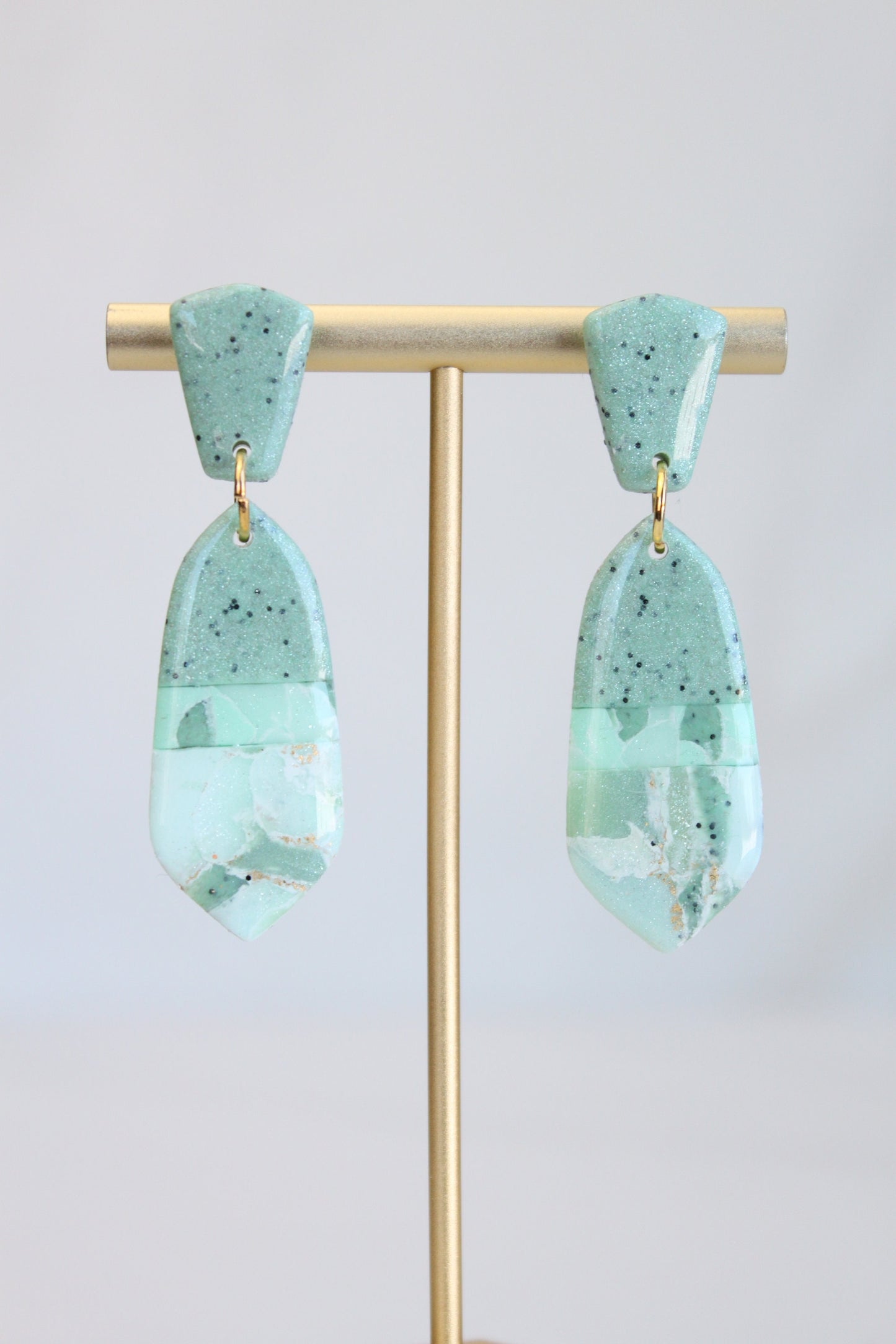 Clay Dangle Earrings - Geometric Modern Design, Handmade Lightweight Hypoallergenic Polymer Jewelry, Statement Accessory Multiple Colors