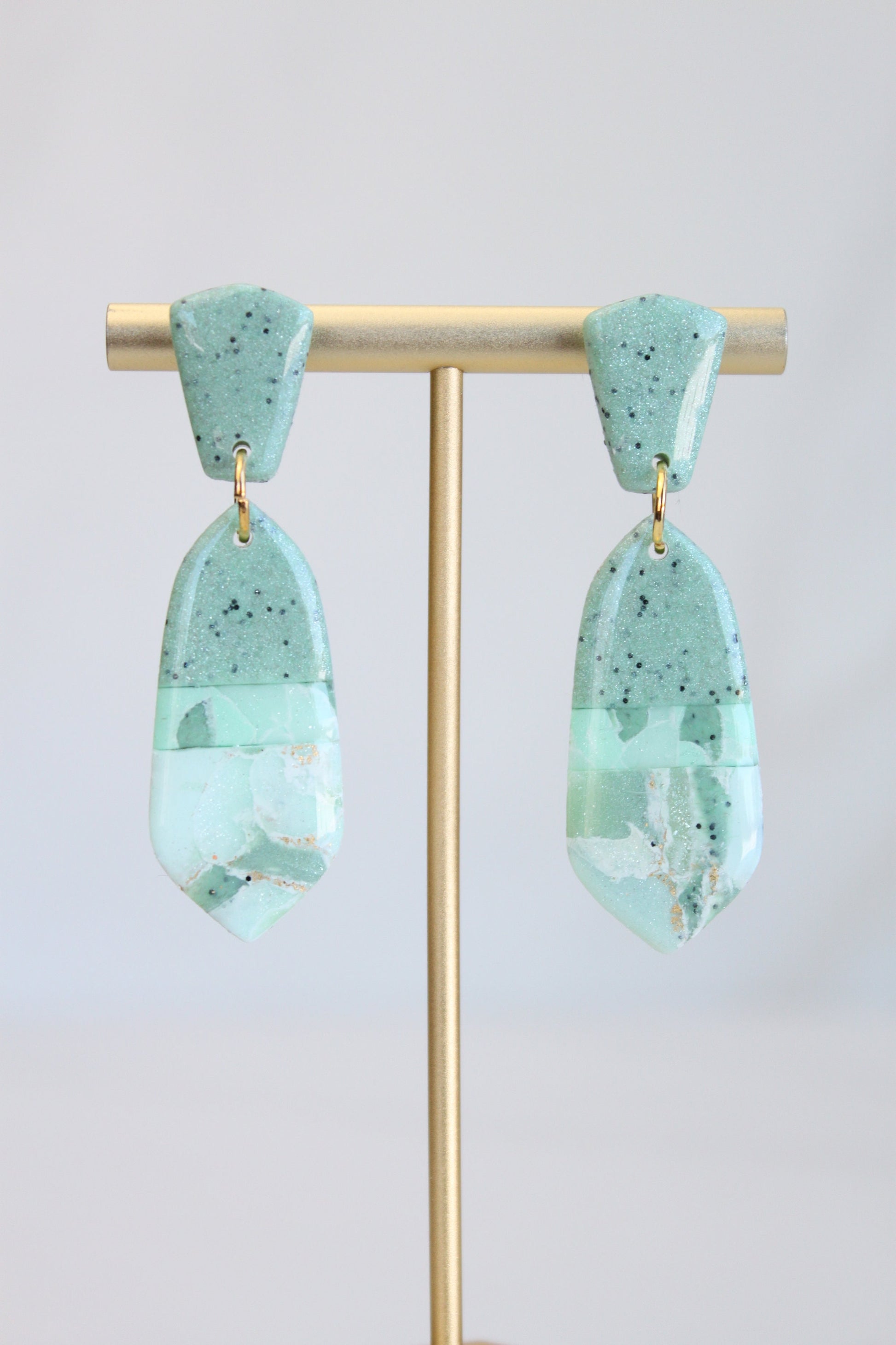 Clay Dangle Earrings - Geometric Modern Design, Handmade Lightweight Hypoallergenic Polymer Jewelry, Statement Accessory Multiple Colors