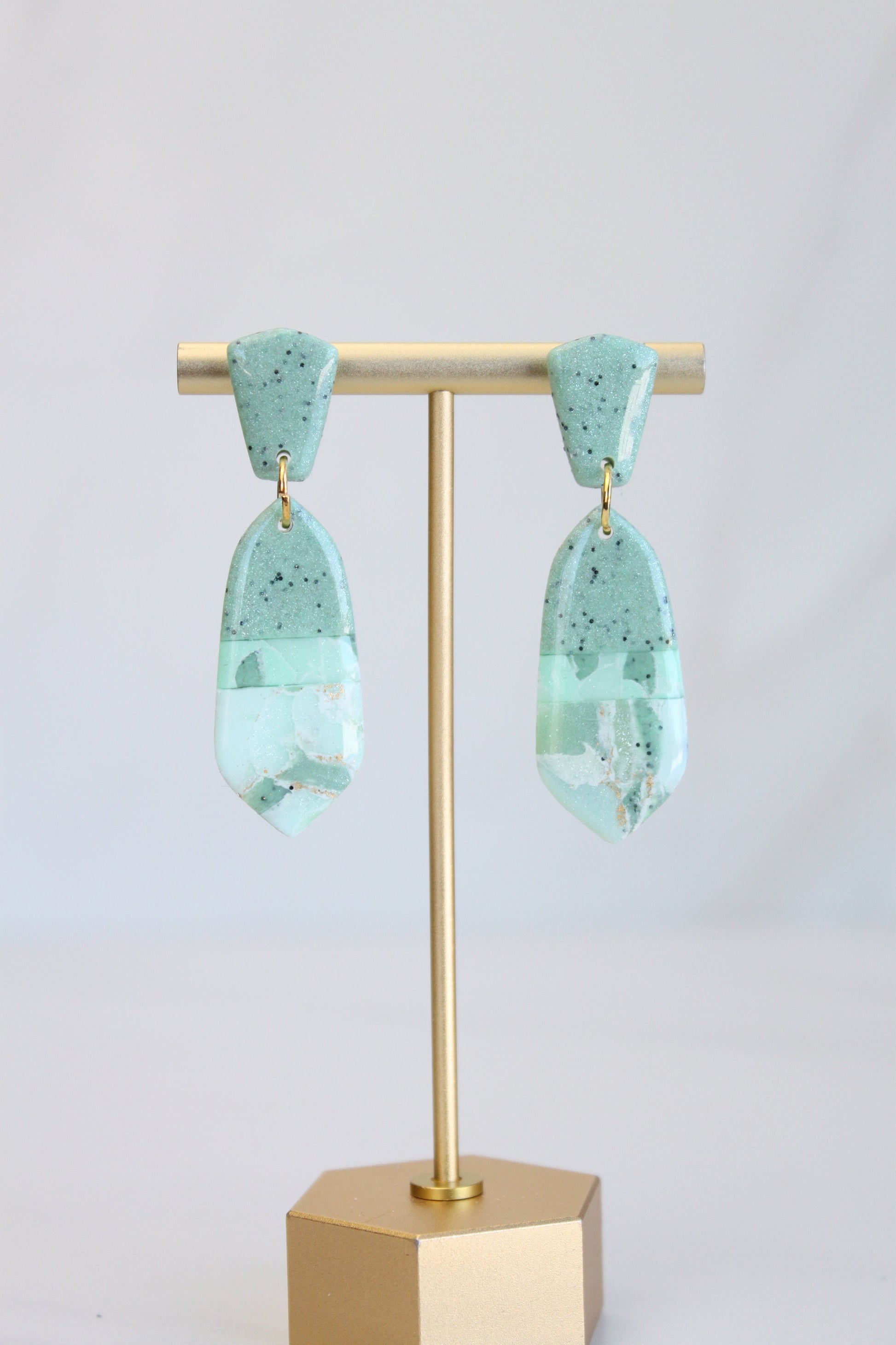 Clay Dangle Earrings - Geometric Modern Design, Handmade Lightweight Hypoallergenic Polymer Jewelry, Statement Accessory Multiple Colors