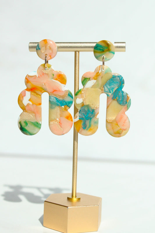 Fall Clay Dangle Earrings - Modern Design, Handmade Lightweight Hypoallergenic Polymer Jewelry, Statement Accessory Multiple Colors