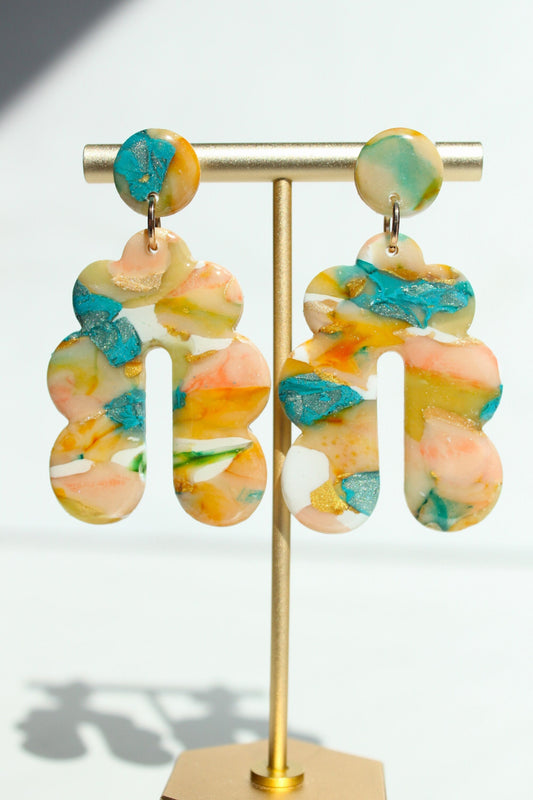 Fall Clay Dangle Earrings - Modern Design, Handmade Lightweight Hypoallergenic Polymer Jewelry, Statement Accessory Multiple Colors