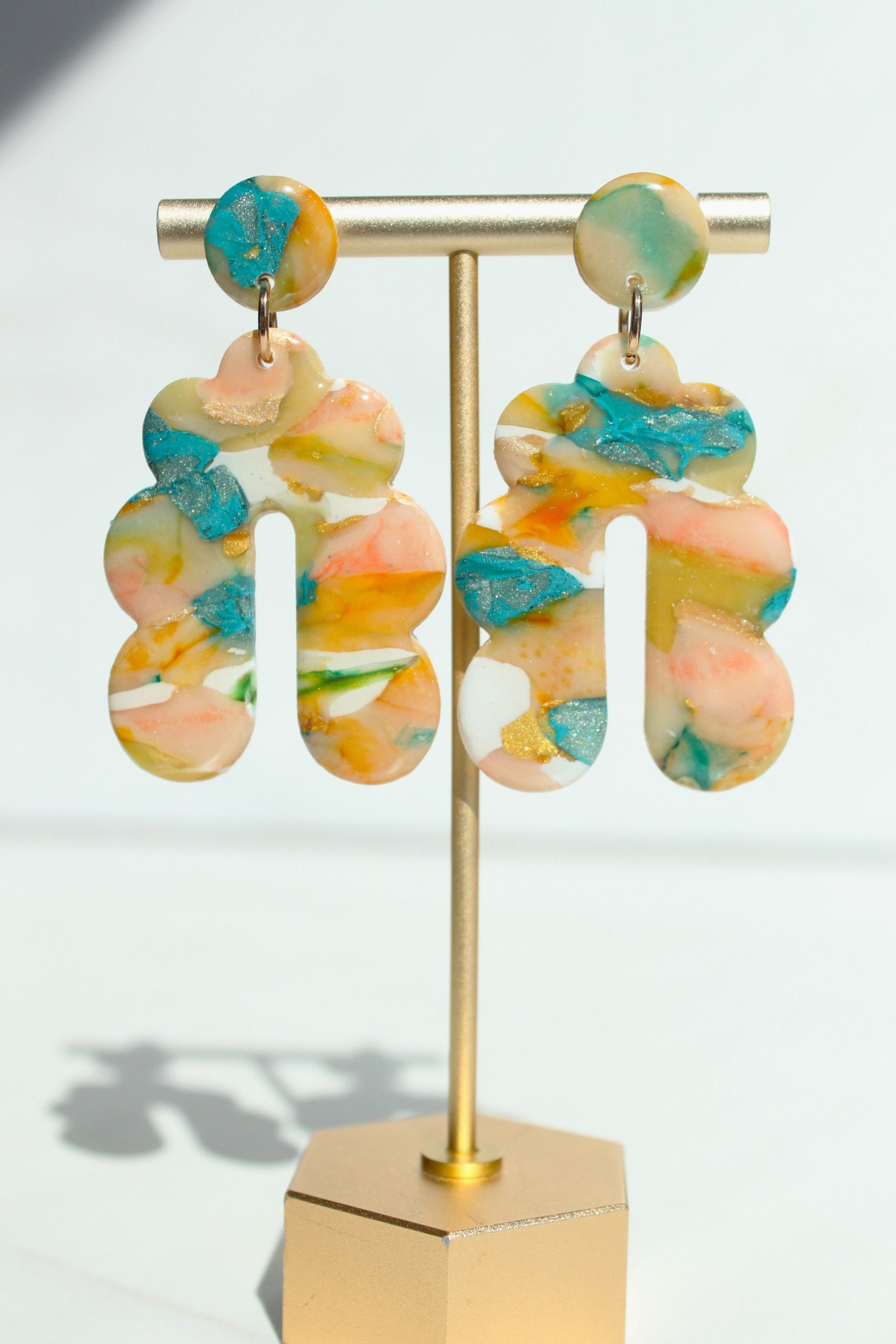 Fall Clay Dangle Earrings - Modern Design, Handmade Lightweight Hypoallergenic Polymer Jewelry, Statement Accessory Multiple Colors