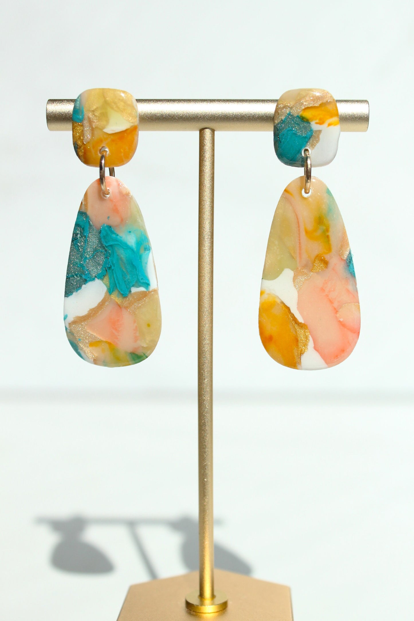 Clay Dangle Earrings - Geometric Modern Design, Handmade Lightweight Hypoallergenic Polymer Jewelry, Statement Accessory Multiple Colors