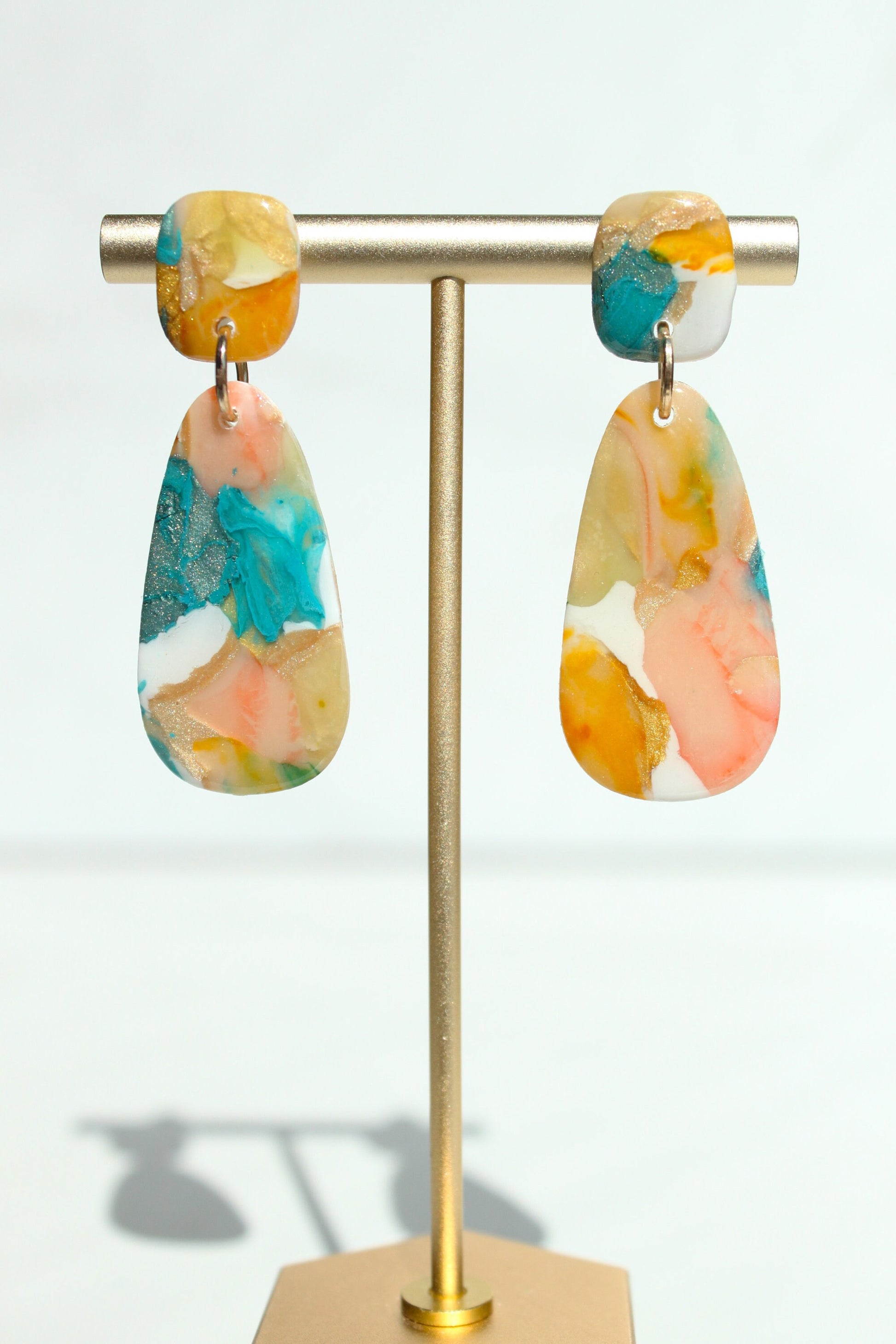 Clay Dangle Earrings - Geometric Modern Design, Handmade Lightweight Hypoallergenic Polymer Jewelry, Statement Accessory Multiple Colors