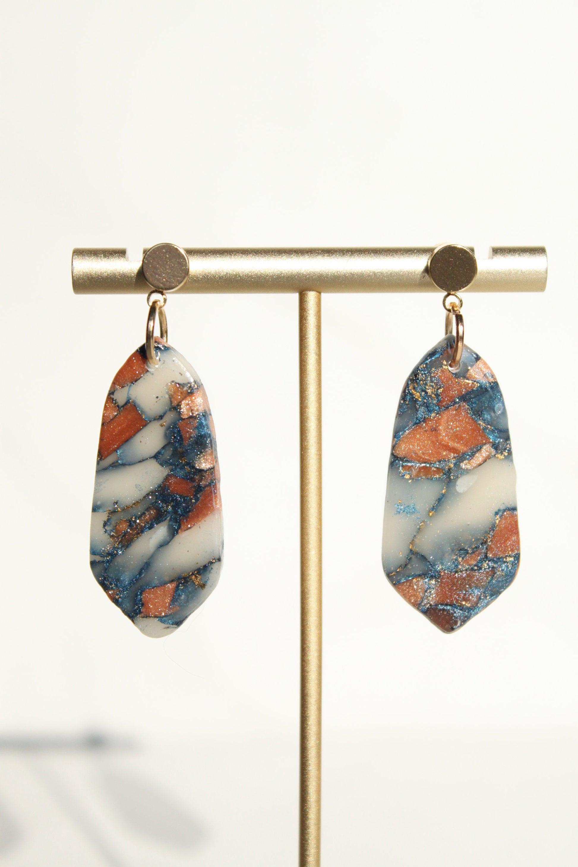 Clay Dangle Earrings - Geometric Modern Design, Handmade Lightweight Hypoallergenic Polymer Jewelry, Statement Accessory Multiple Colors