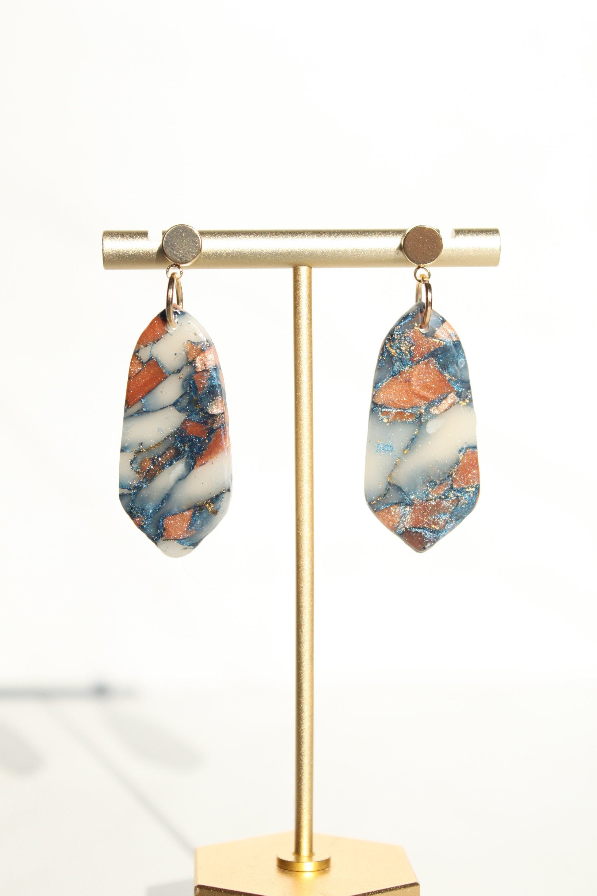 Clay Dangle Earrings - Geometric Modern Design, Handmade Lightweight Hypoallergenic Polymer Jewelry, Statement Accessory Multiple Colors