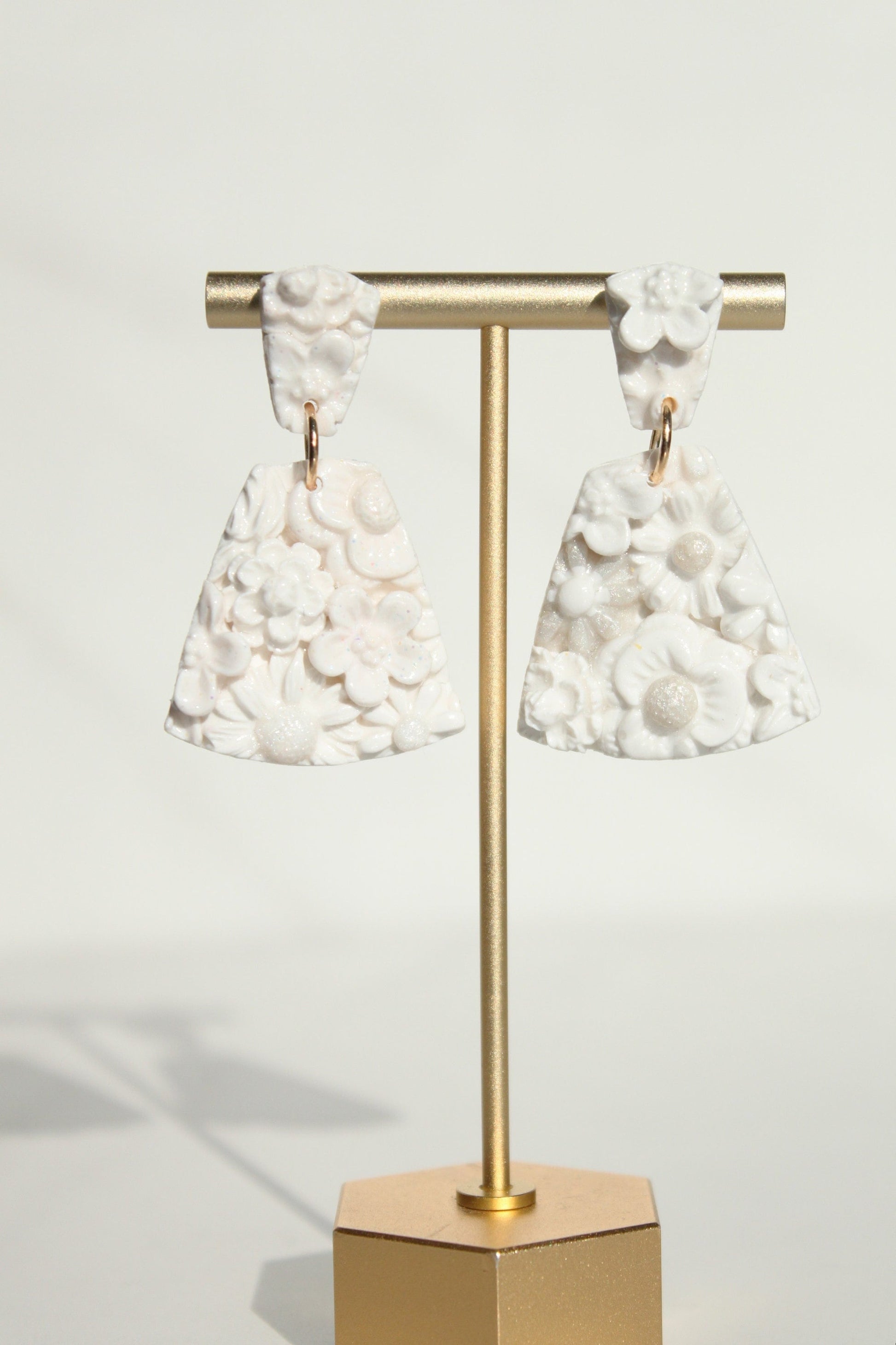 Clay Dangle Earrings - Geometric Modern Design, Handmade Lightweight Hypoallergenic Polymer Jewelry, Statement Accessory Multiple Colors