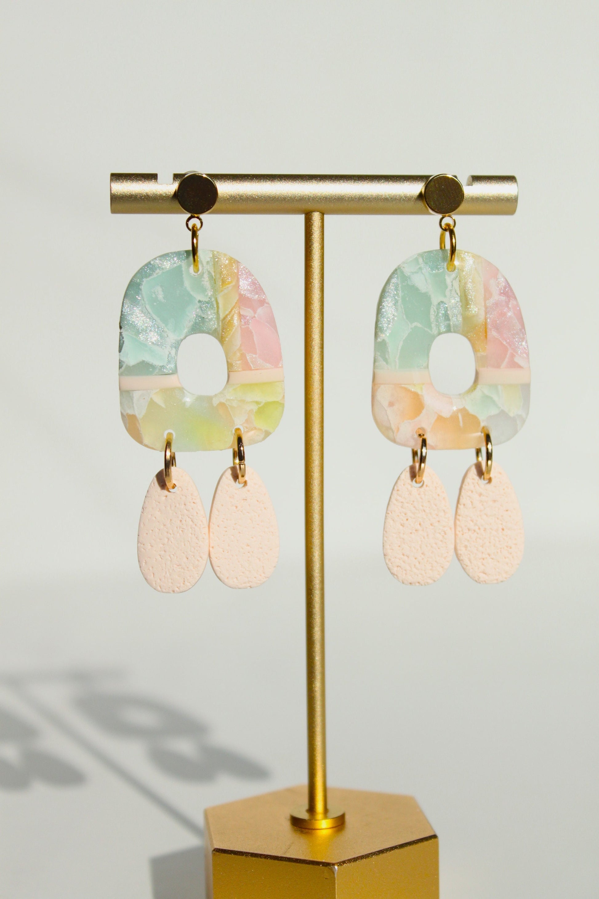 Clay Dangle Earrings - Modern Design, Handmade Lightweight Hypoallergenic Polymer Jewelry, Statement Accessory Multiple Colors