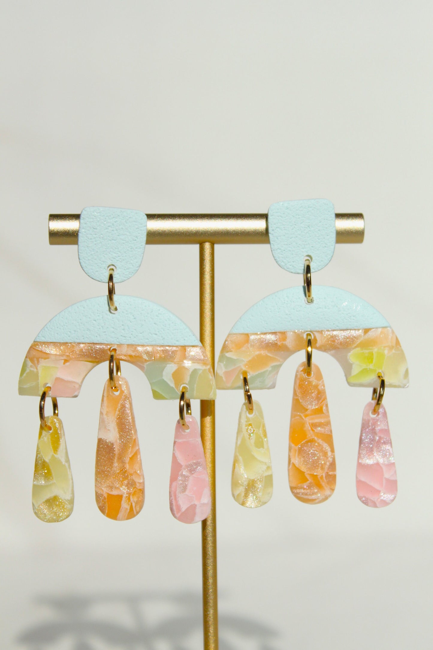 Clay Dangle Earrings - Modern Design, Handmade Lightweight Hypoallergenic Polymer Jewelry, Statement Accessory Multiple Colors