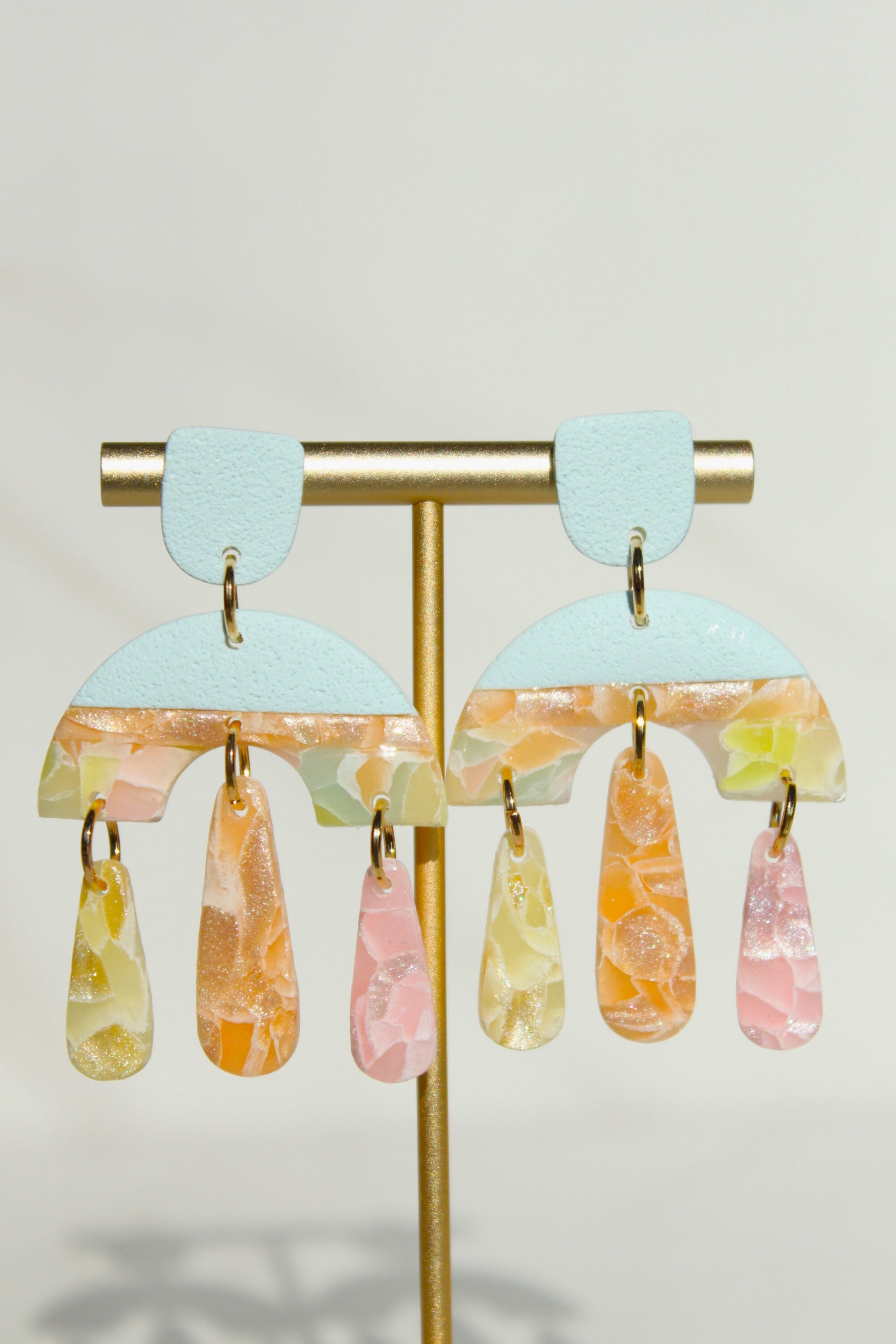 Clay Dangle Earrings - Modern Design, Handmade Lightweight Hypoallergenic Polymer Jewelry, Statement Accessory Multiple Colors