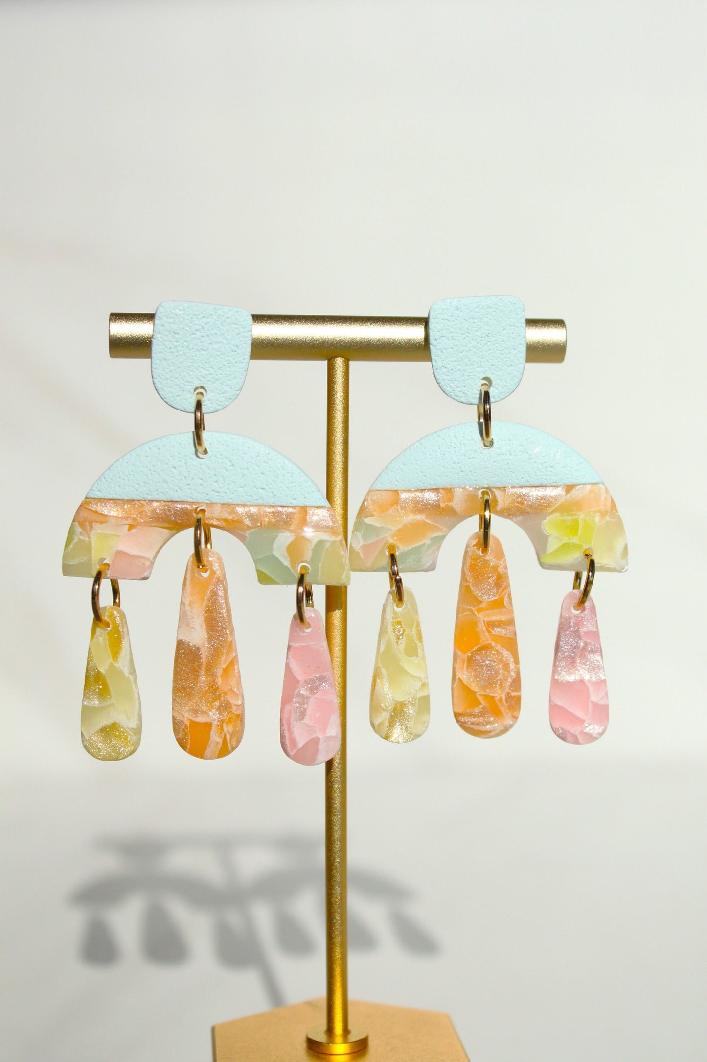 Clay Dangle Earrings - Modern Design, Handmade Lightweight Hypoallergenic Polymer Jewelry, Statement Accessory Multiple Colors