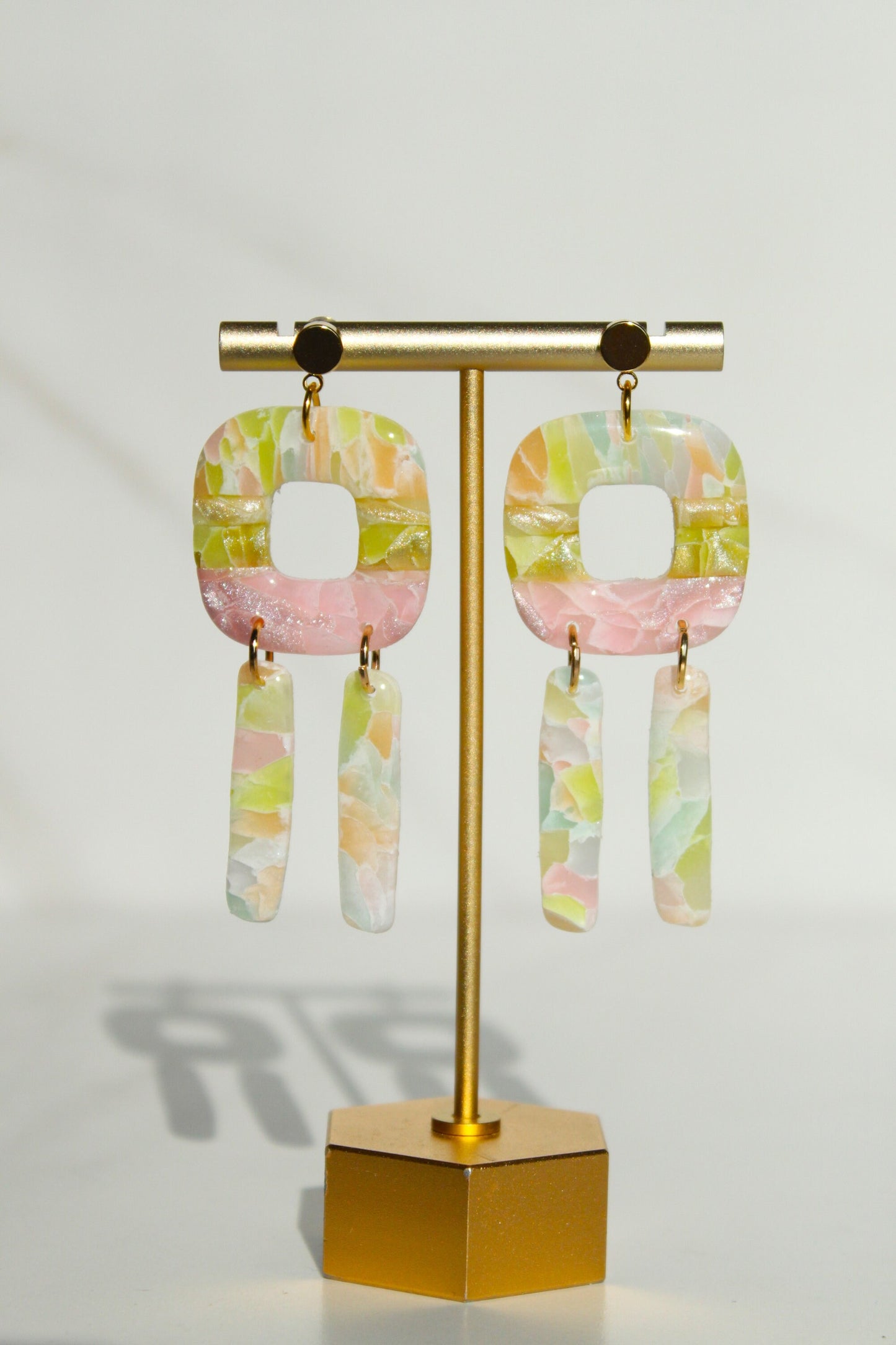 Clay Dangle Earrings - Modern Design, Handmade Lightweight Hypoallergenic Polymer Jewelry, Statement Accessory Multiple Colors