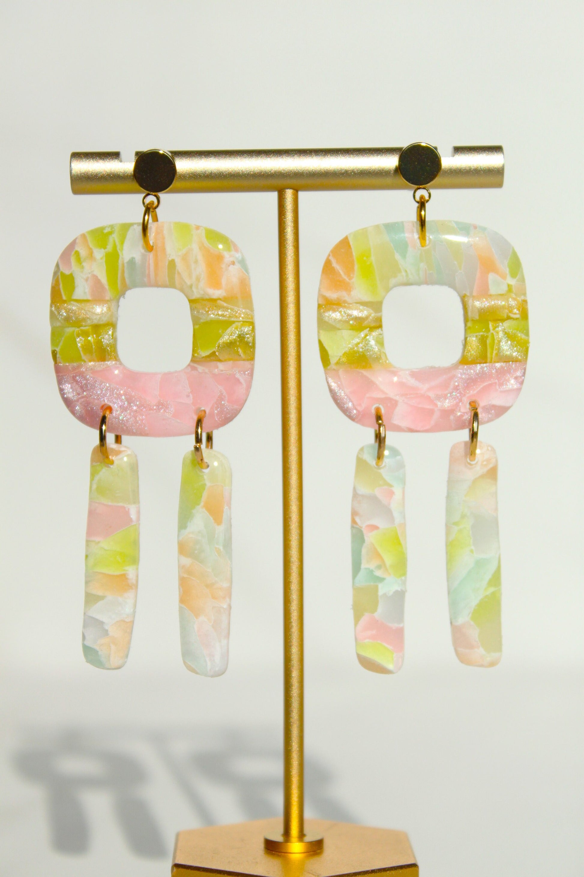 Clay Dangle Earrings - Modern Design, Handmade Lightweight Hypoallergenic Polymer Jewelry, Statement Accessory Multiple Colors