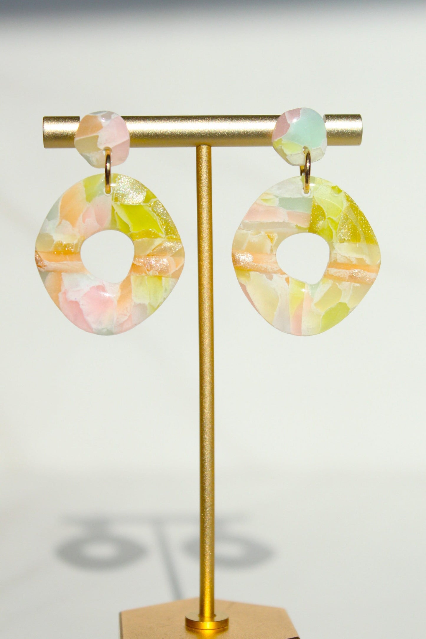 Clay Dangle Earrings - Geometric Modern Design, Handmade Lightweight Hypoallergenic Polymer Jewelry, Statement Accessory Multiple Colors