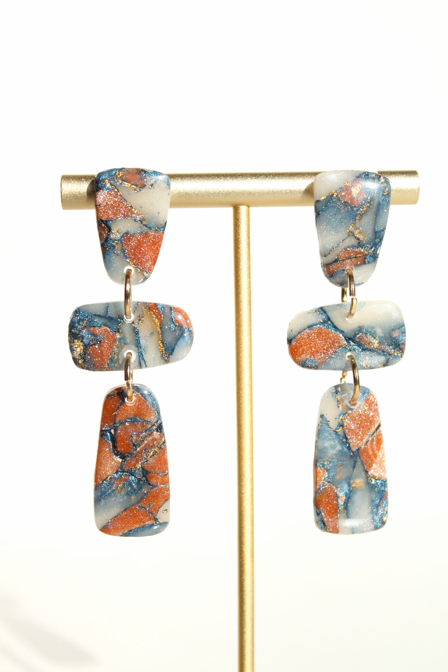 Clay Dangle Earrings - Geometric Modern Design, Handmade Lightweight Hypoallergenic Polymer Jewelry, Statement Accessory Multiple Colors