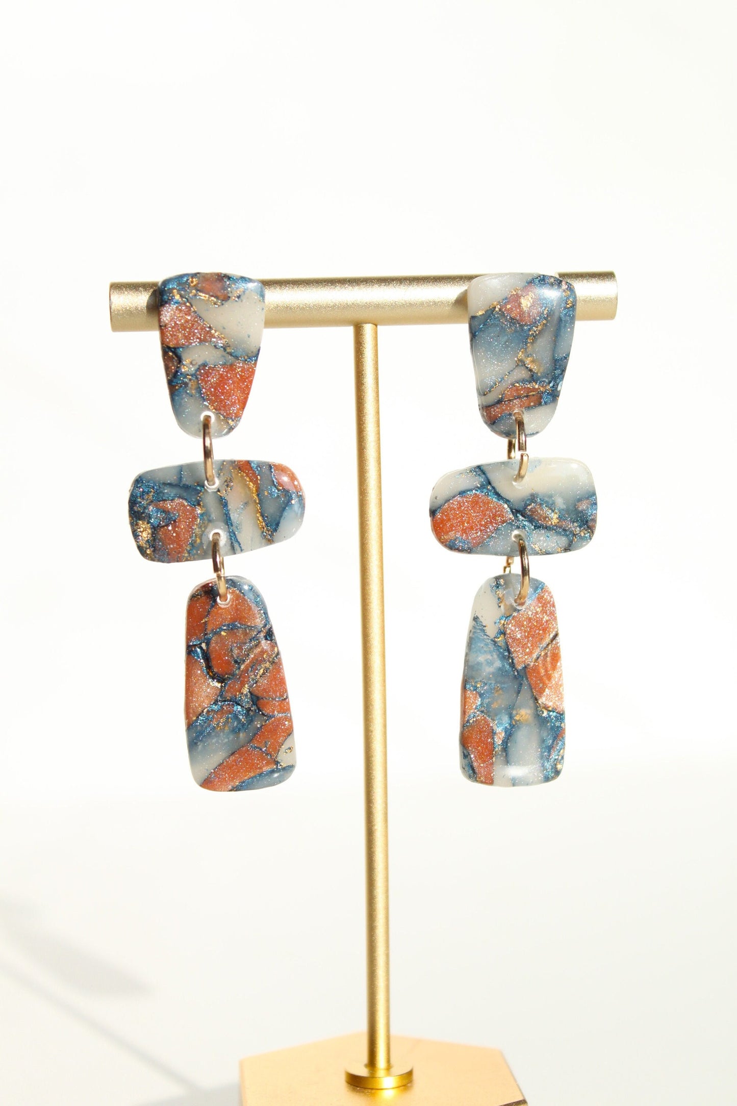 Clay Dangle Earrings - Geometric Modern Design, Handmade Lightweight Hypoallergenic Polymer Jewelry, Statement Accessory Multiple Colors