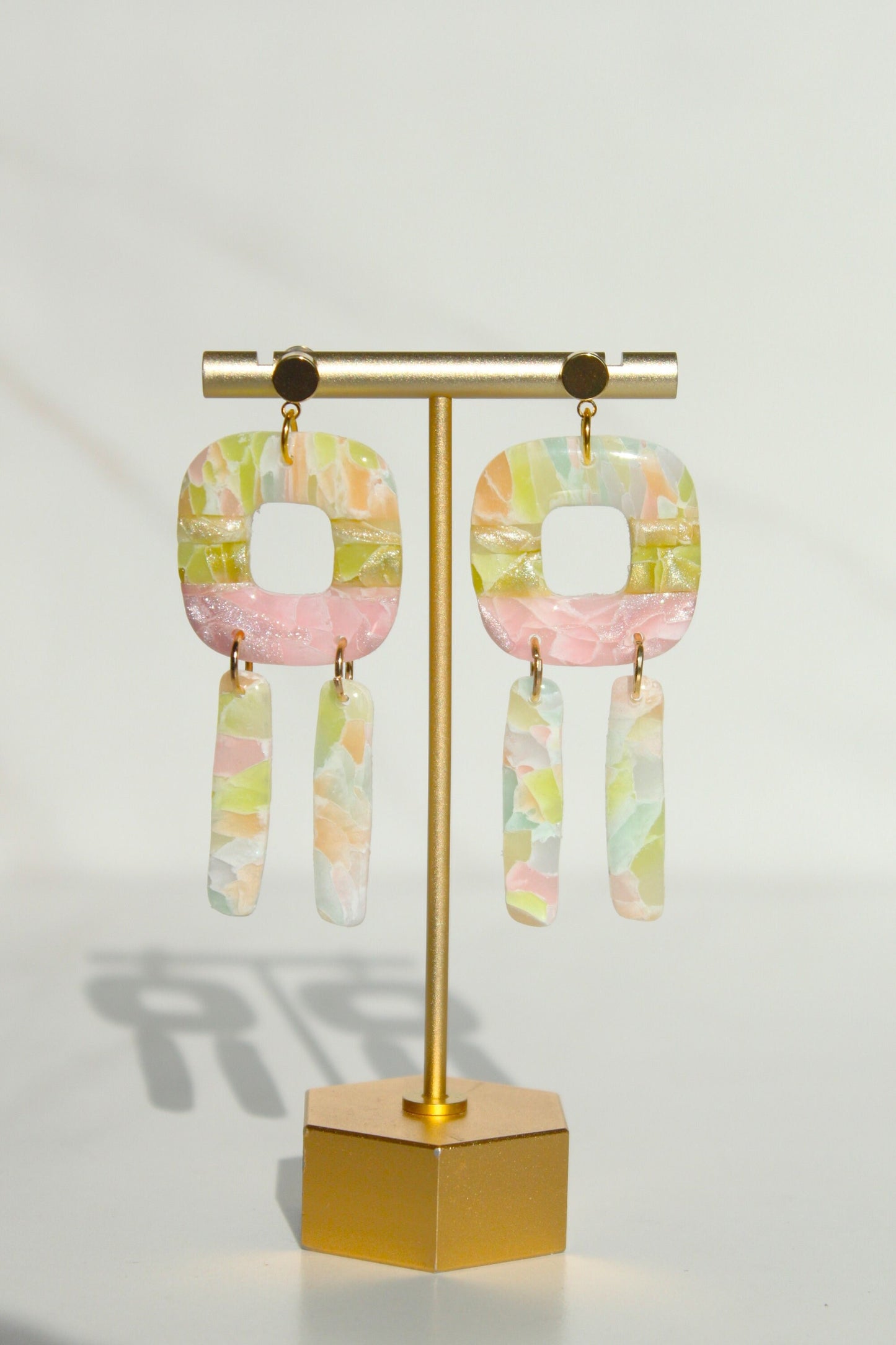 Clay Dangle Earrings - Modern Design, Handmade Lightweight Hypoallergenic Polymer Jewelry, Statement Accessory Multiple Colors