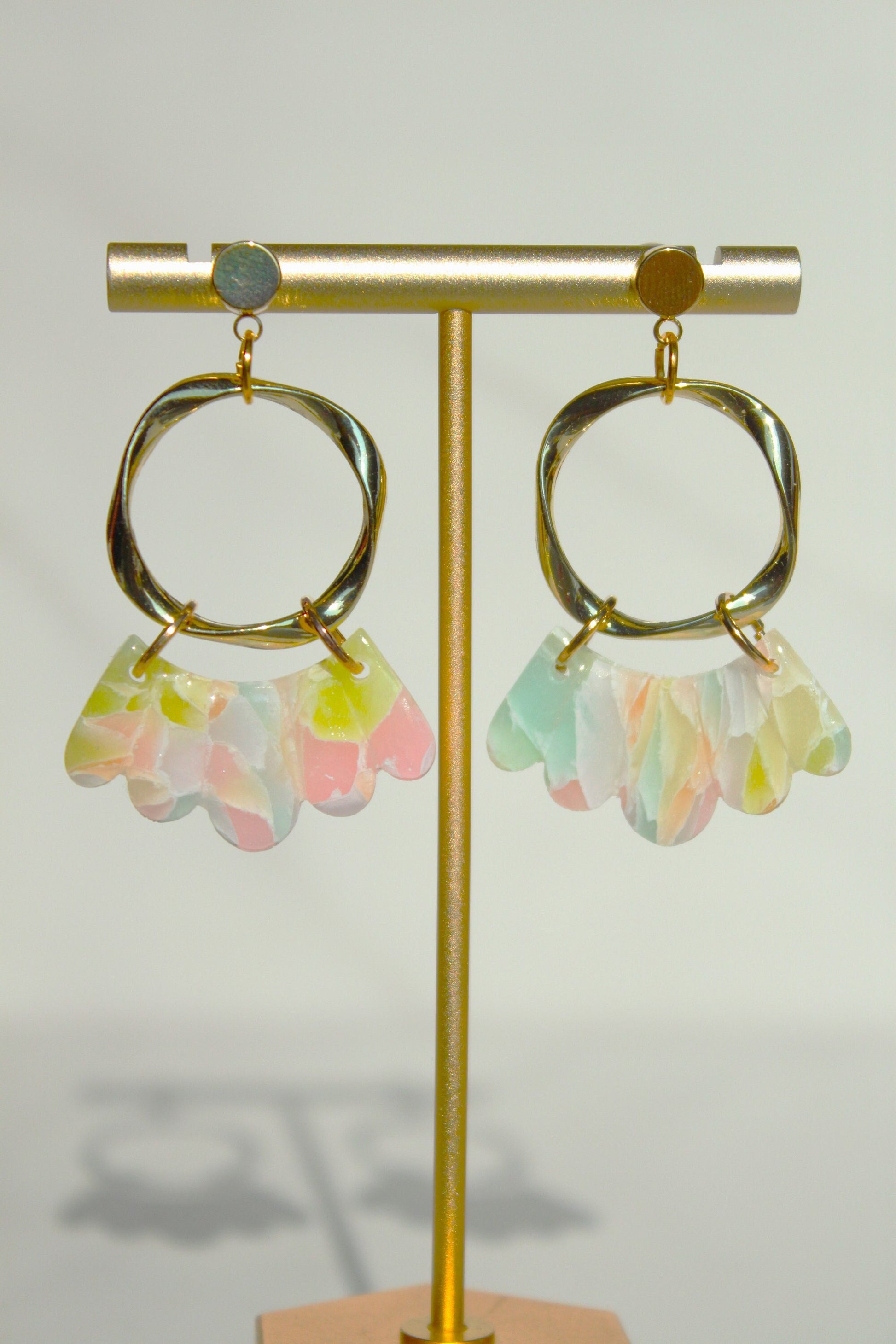 Clay Dangle Earrings - Geometric Modern Design, Handmade Lightweight Hypoallergenic Polymer Jewelry, Statement Accessory Multiple Colors