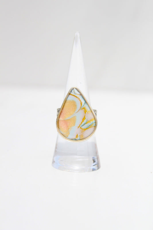 Silver Plated Adjustable Ring, Multi-color ring, Clay Ring, Boho Ring, Gift Jewelry, Birthday Gift, Gift for Her, Women Jewelry, Mother Gift