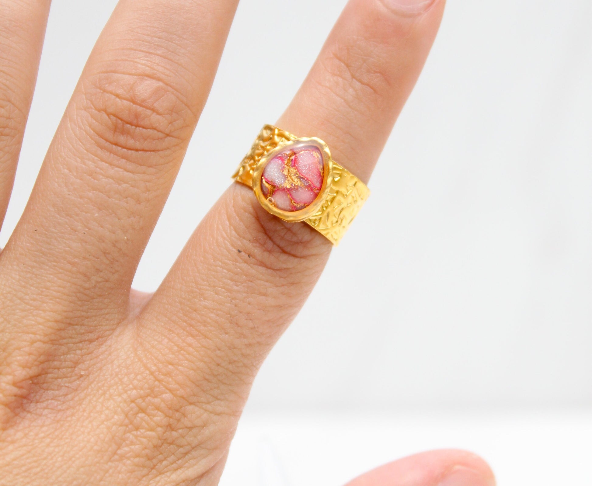 Gold Plated Adjustable Ring, Multi-color ring, Clay Ring, Boho Ring, Gift Jewelry, Birthday Gift, Gift for Her, Women Jewelry, Mother Gift