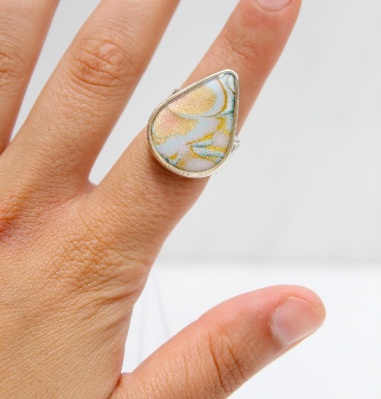 Silver Plated Adjustable Ring, Multi-color ring, Clay Ring, Boho Ring, Gift Jewelry, Birthday Gift, Gift for Her, Women Jewelry, Mother Gift