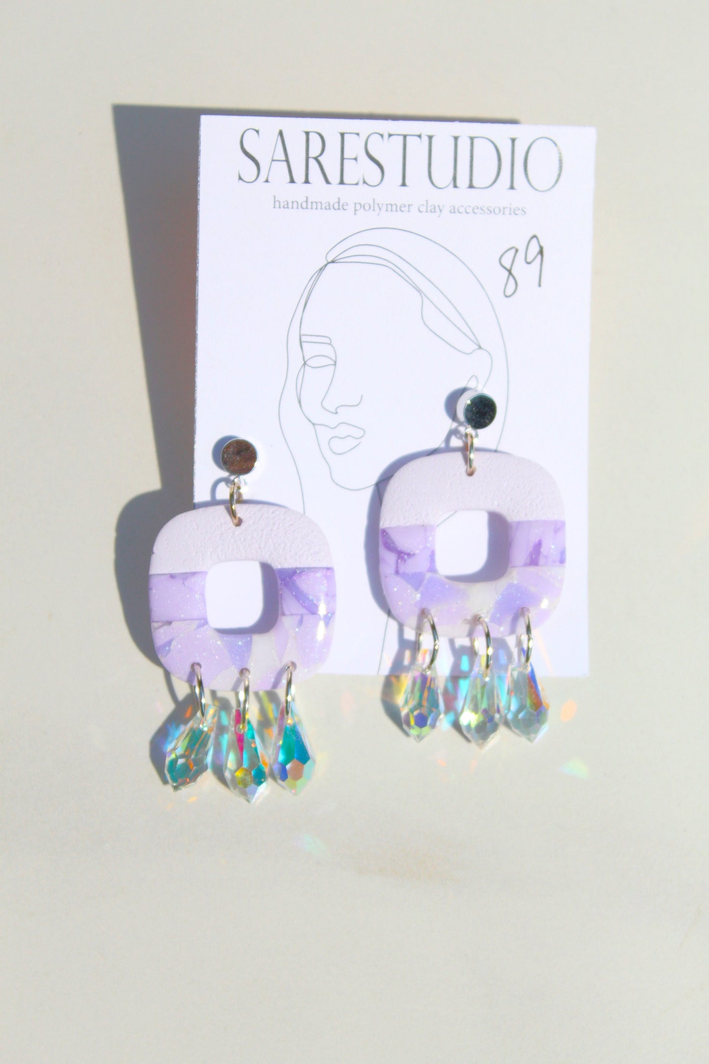 Clay Dangle Earrings - Geometric Modern Design, Handmade Lightweight Hypoallergenic Polymer Jewelry, Statement Accessory Multiple Colors