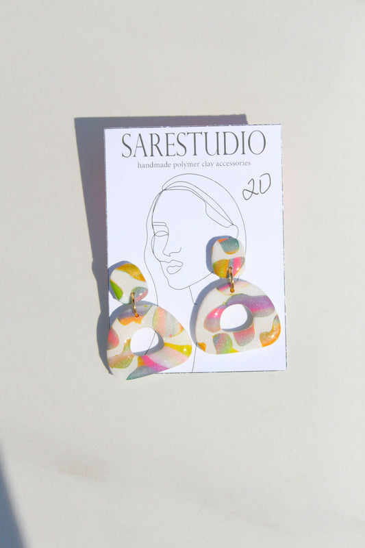 Clay Dangle Earrings - Geometric Modern Design, Handmade Lightweight Hypoallergenic Polymer Jewelry, Statement Accessory Multiple Colors