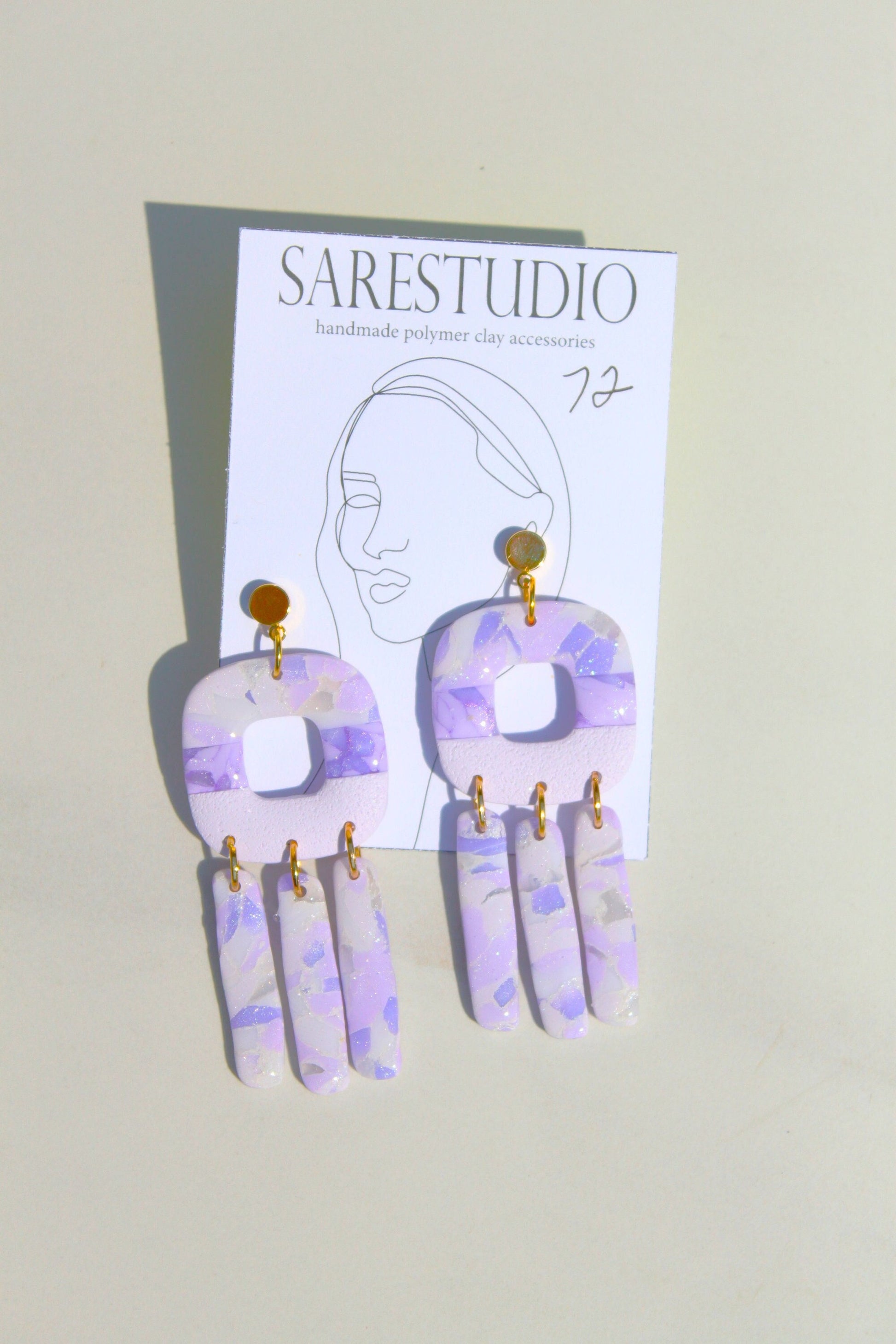 Clay Dangle Earrings - Geometric Modern Design, Handmade Lightweight Hypoallergenic Polymer Jewelry, Statement Accessory Multiple Colors