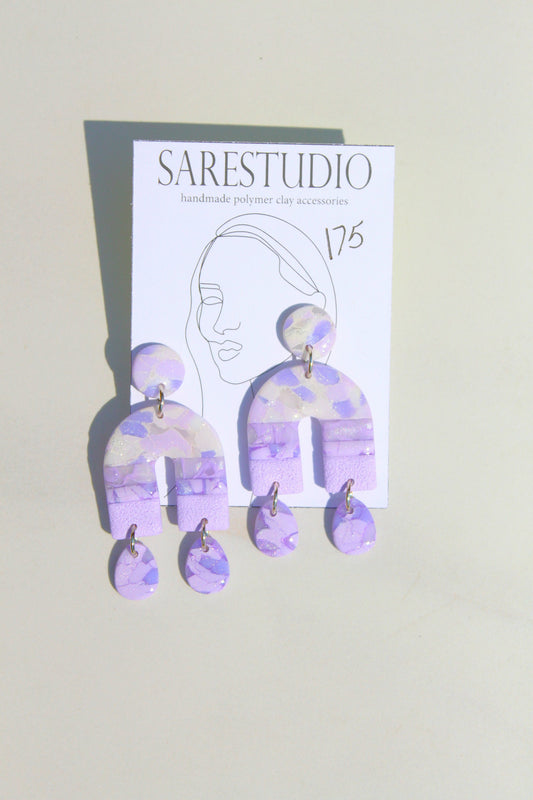 Clay Dangle Earrings - Geometric Modern Design, Handmade Lightweight Hypoallergenic Polymer Jewelry, Statement Accessory Multiple Colors