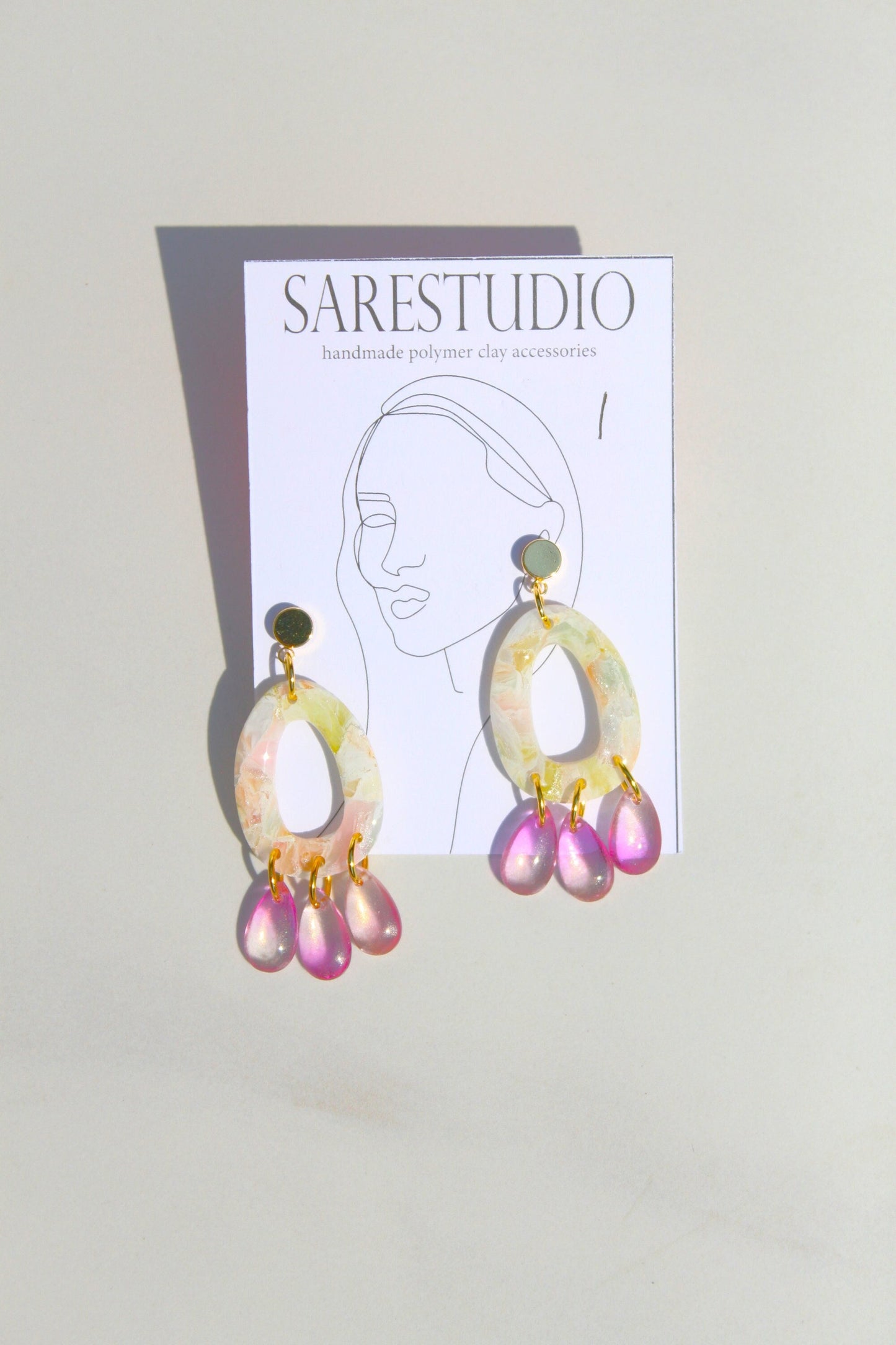 Clay Dangle Earrings - Geometric Modern Design, Handmade Lightweight Hypoallergenic Polymer Jewelry, Statement Accessory Multiple Colors