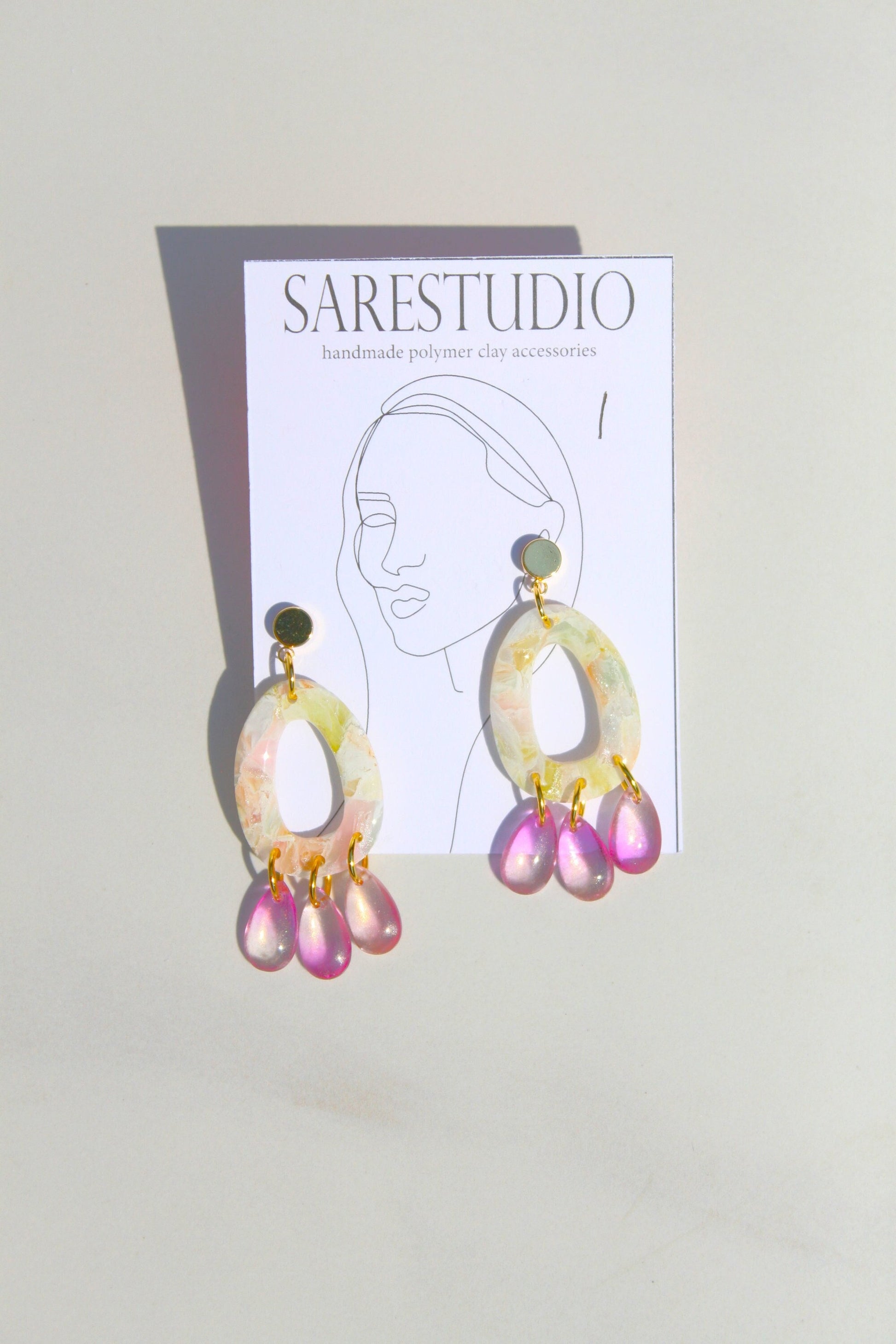 Clay Dangle Earrings - Geometric Modern Design, Handmade Lightweight Hypoallergenic Polymer Jewelry, Statement Accessory Multiple Colors