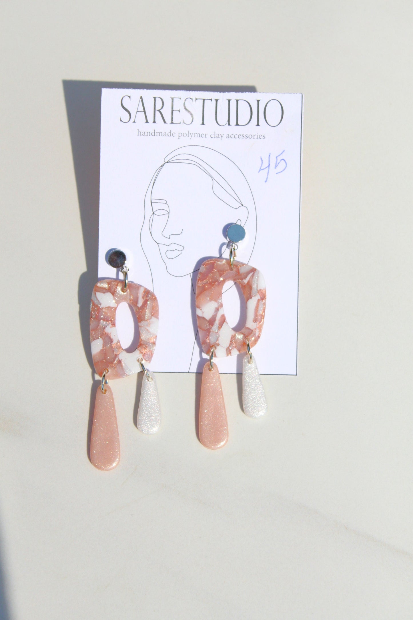 Clay Dangle Earrings - Geometric Modern Design, Handmade Lightweight Hypoallergenic Polymer Jewelry, Statement Accessory Multiple Colors