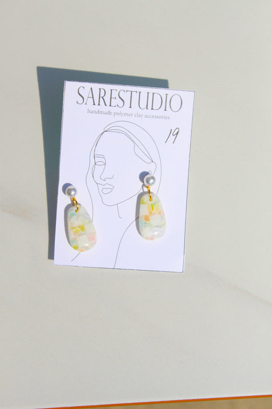 Clay Dangle Earrings - Geometric Modern Design, Handmade Lightweight Hypoallergenic Polymer Jewelry, Statement Accessory Multiple Colors