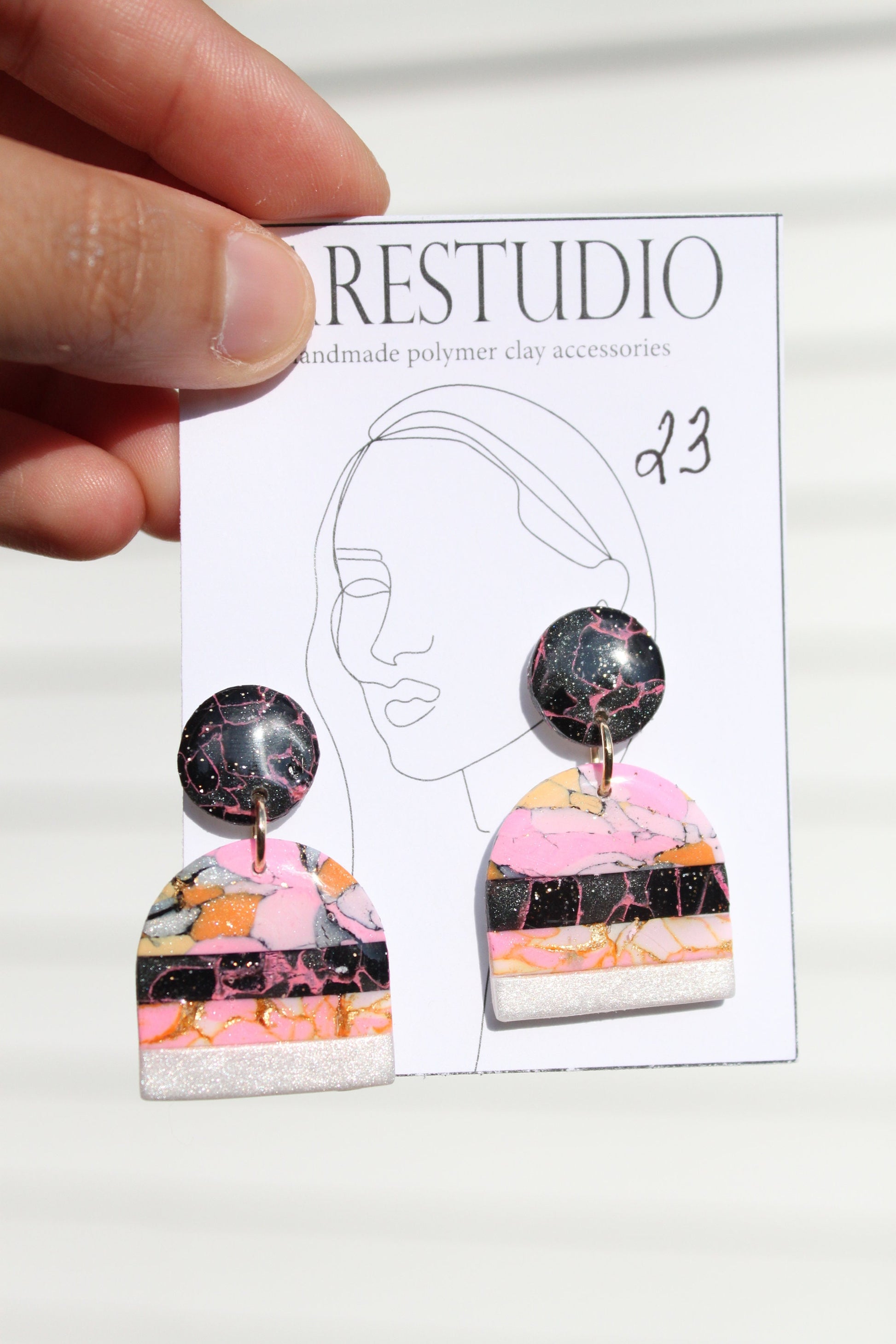 Clay Dangle Earrings - Geometric Modern Design, Handmade Lightweight Hypoallergenic Polymer Jewelry, Statement Accessory Multiple Colors