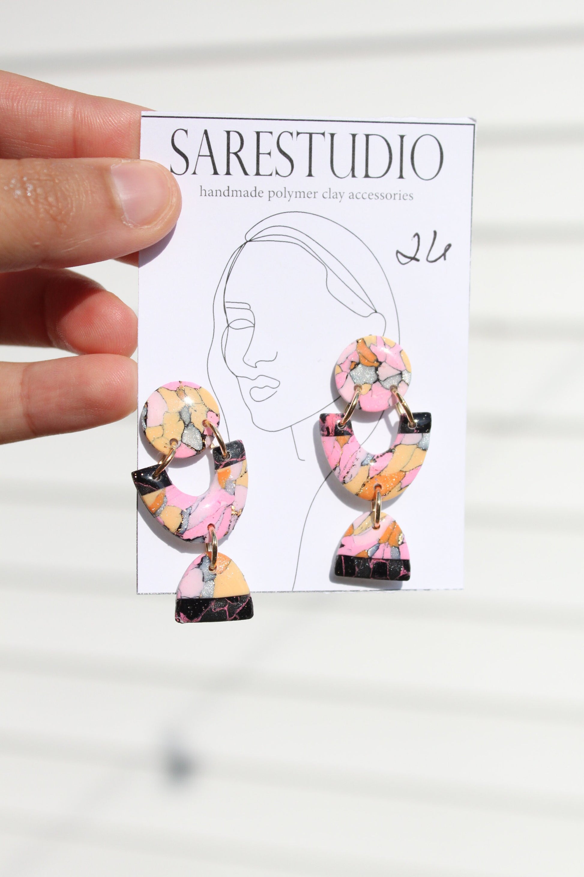 Clay Dangle Earrings - Geometric Modern Design, Handmade Lightweight Hypoallergenic Polymer Jewelry, Statement Accessory Multiple Colors