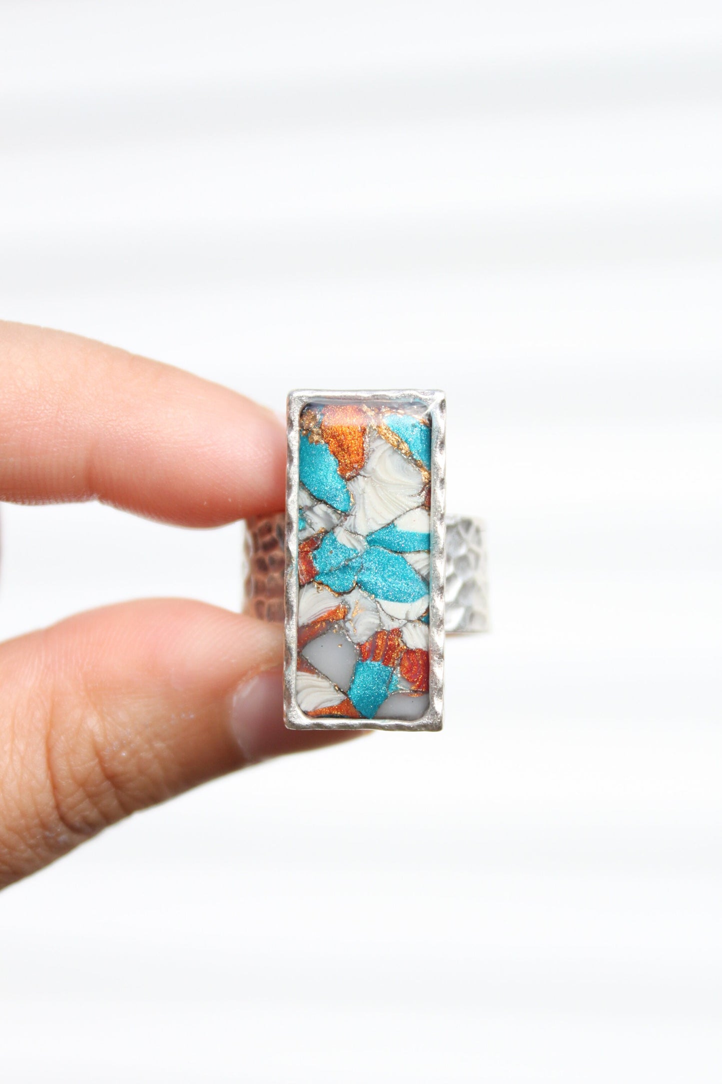Silver Plated Adjustable Ring, Multi-color ring, Clay Ring, Boho Ring, Gift Jewelry, Birthday Gift, Gift for Her, Women Jewelry, Mother Gift