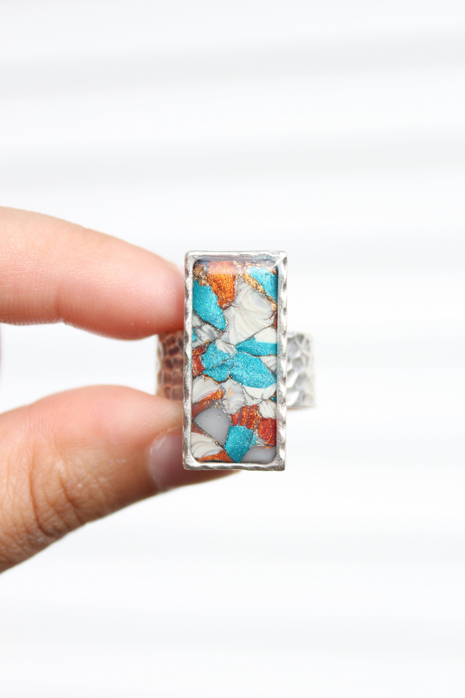 Silver Plated Adjustable Ring, Multi-color ring, Clay Ring, Boho Ring, Gift Jewelry, Birthday Gift, Gift for Her, Women Jewelry, Mother Gift