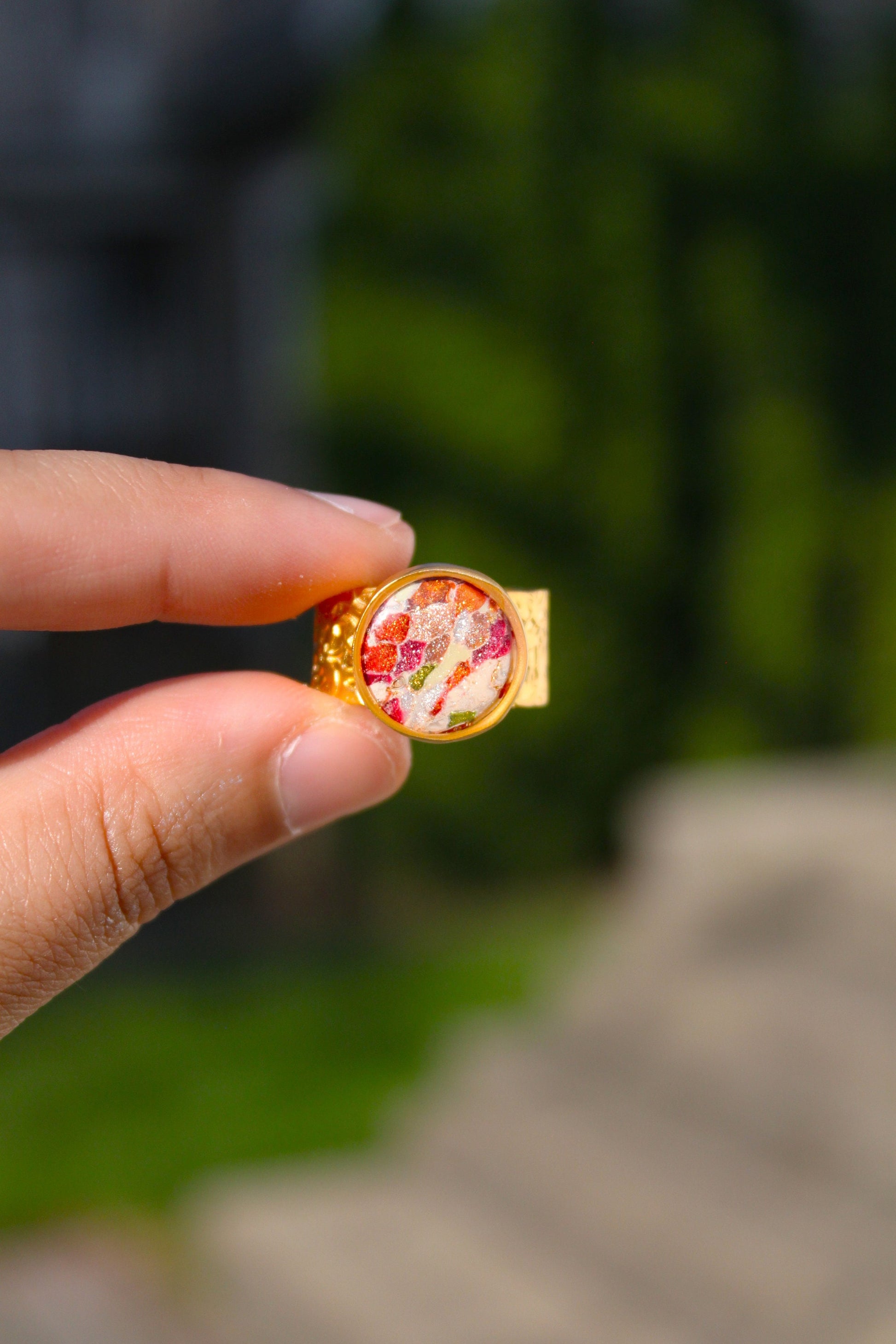 Silver Plated Adjustable Ring, Multi-color ring, Clay Ring, Boho Ring, Gift Jewelry, Birthday Gift, Gift for Her, Women Jewelry, Mother Gift