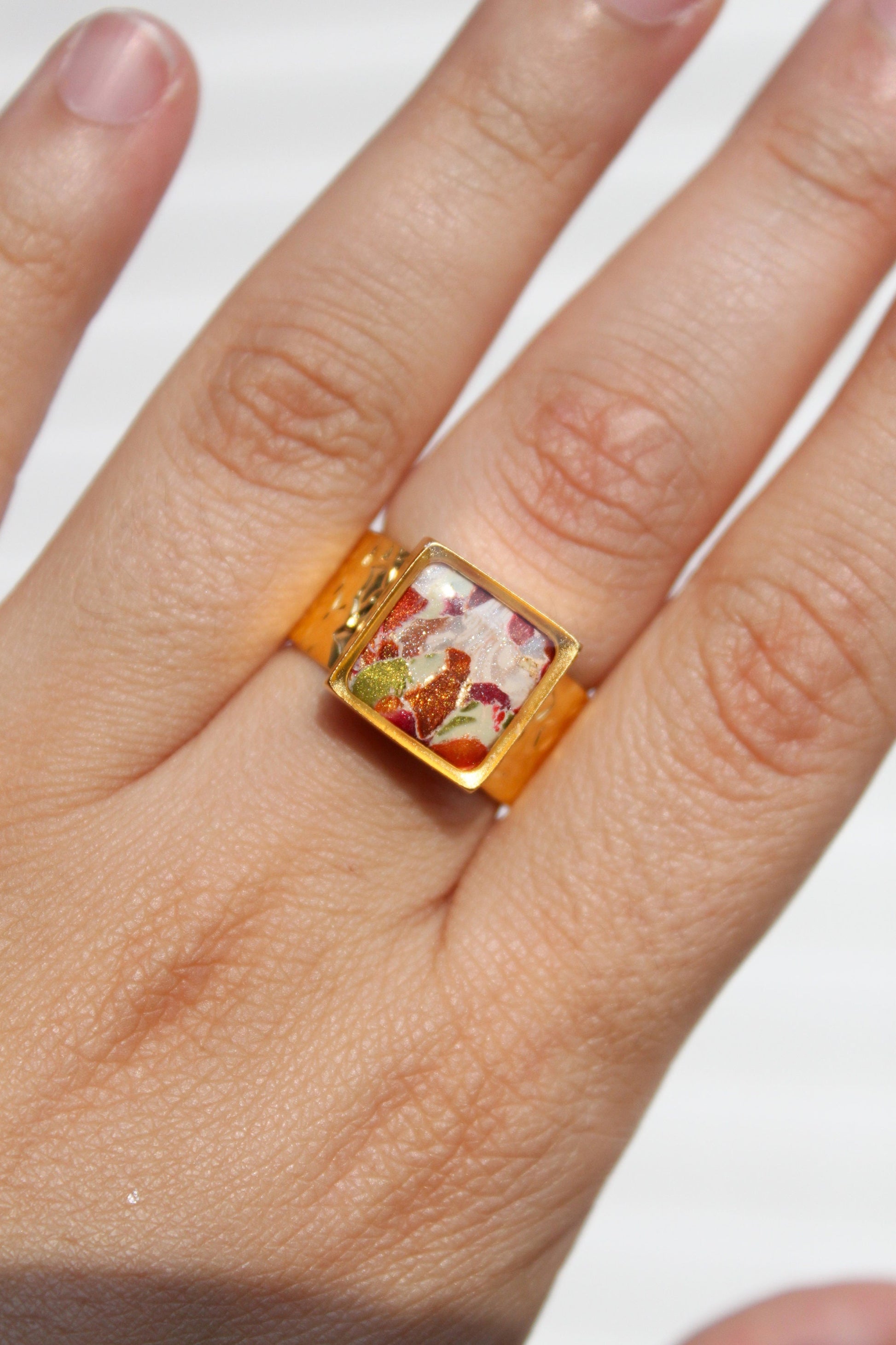 Silver Plated Adjustable Ring, Multi-color ring, Clay Ring, Boho Ring, Gift Jewelry, Birthday Gift, Gift for Her, Women Jewelry, Mother Gift