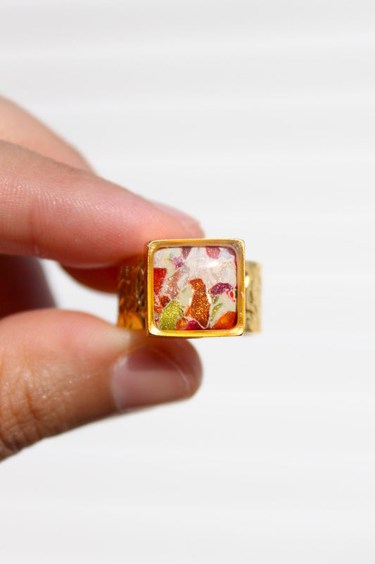 Silver Plated Adjustable Ring, Multi-color ring, Clay Ring, Boho Ring, Gift Jewelry, Birthday Gift, Gift for Her, Women Jewelry, Mother Gift