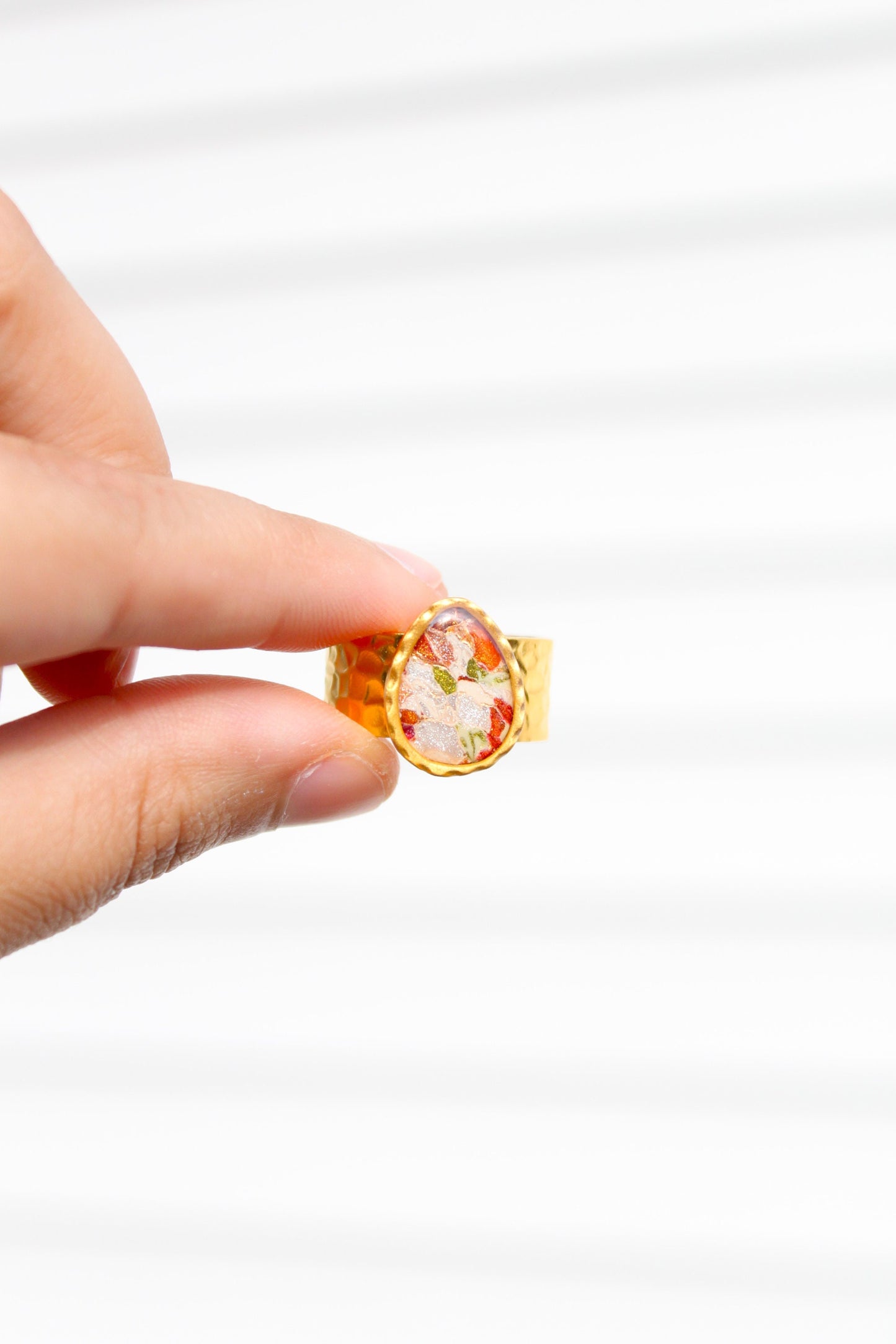 Silver Plated Adjustable Ring, Multi-color ring, Clay Ring, Boho Ring, Gift Jewelry, Birthday Gift, Gift for Her, Women Jewelry, Mother Gift