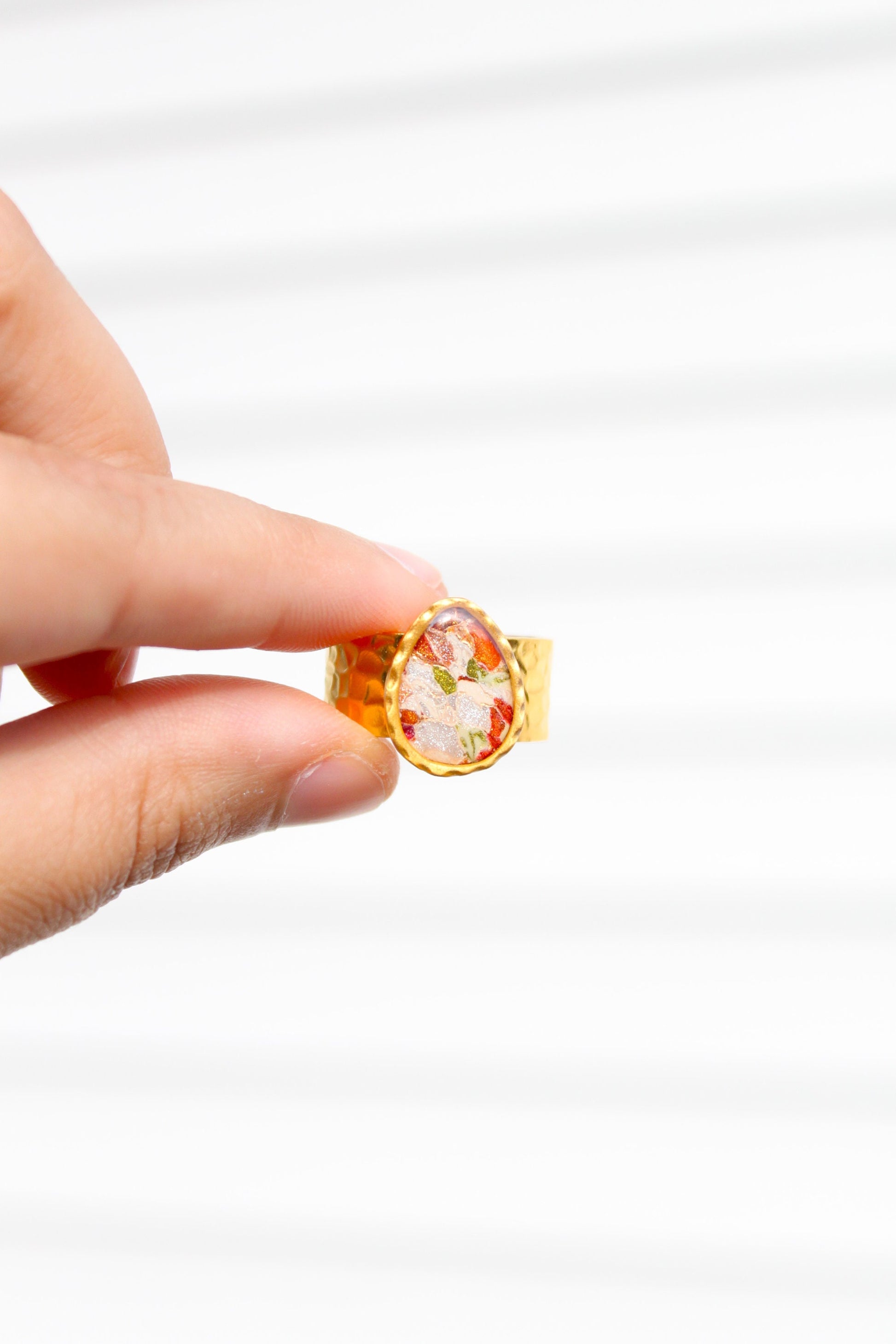 Silver Plated Adjustable Ring, Multi-color ring, Clay Ring, Boho Ring, Gift Jewelry, Birthday Gift, Gift for Her, Women Jewelry, Mother Gift